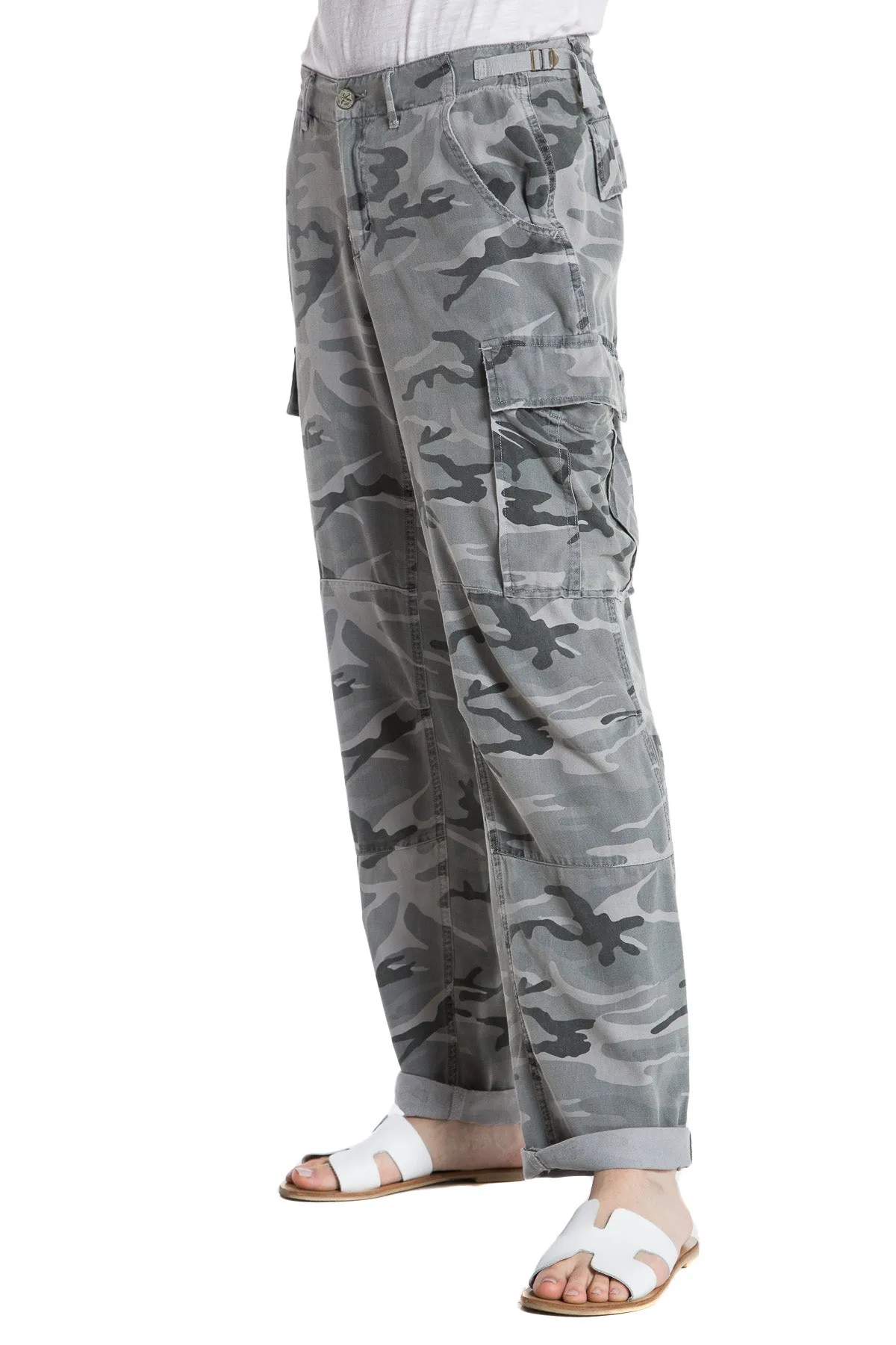 100% Silk rolled cargo in Charcoal Camo