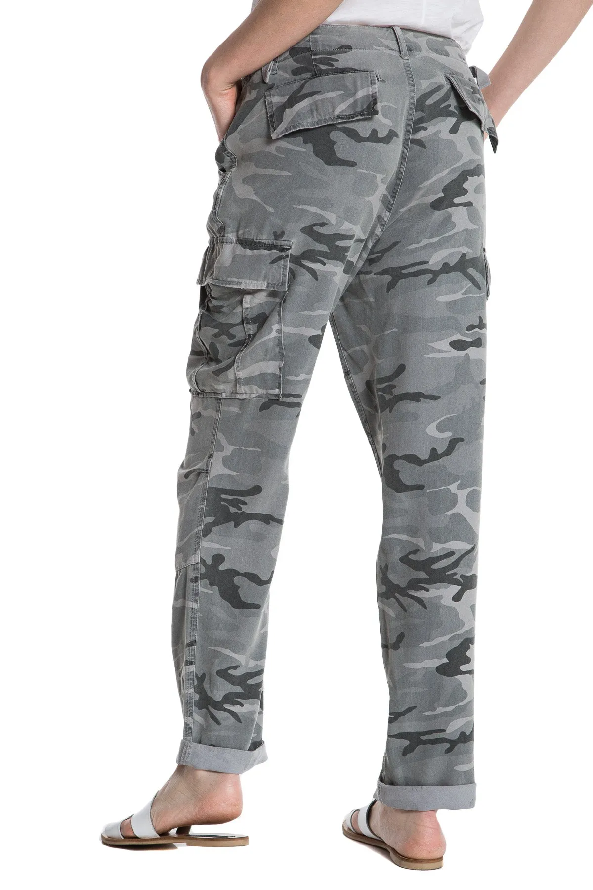 100% Silk rolled cargo in Charcoal Camo