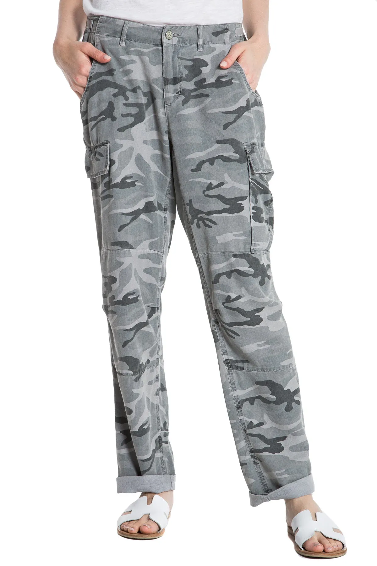 100% Silk rolled cargo in Charcoal Camo