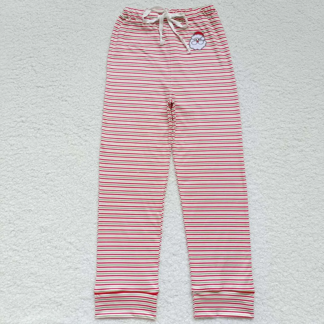 Adult Christmas Santa embroidery baby girl striped bell bottom pants P0200