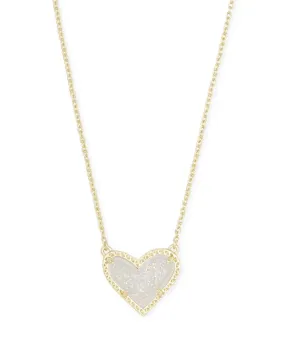 Ari Heart Gold Pendant Necklace in Iridescent Drusy by Kendra Scott