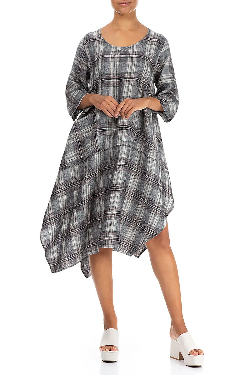 Asymmetric Checkered Pure Linen Tunic