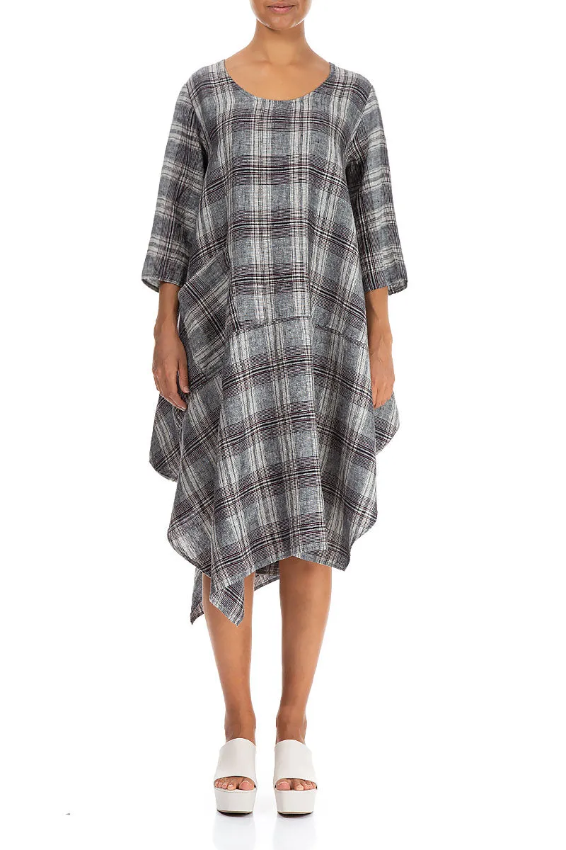 Asymmetric Checkered Pure Linen Tunic