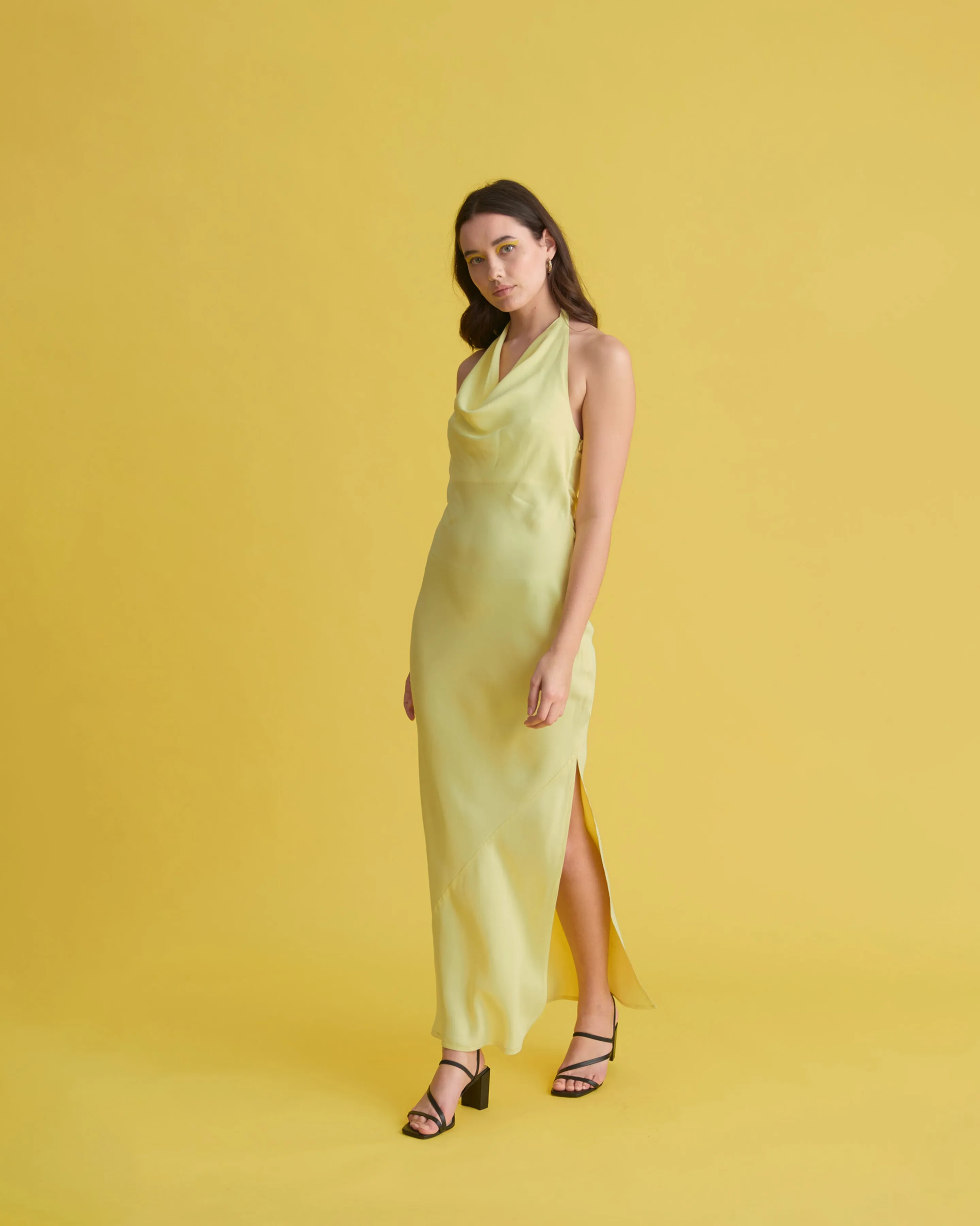 BENTEN HALTER DRESS LEMON