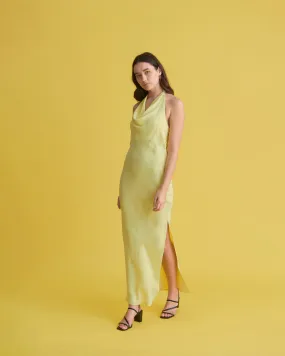 BENTEN HALTER DRESS LEMON