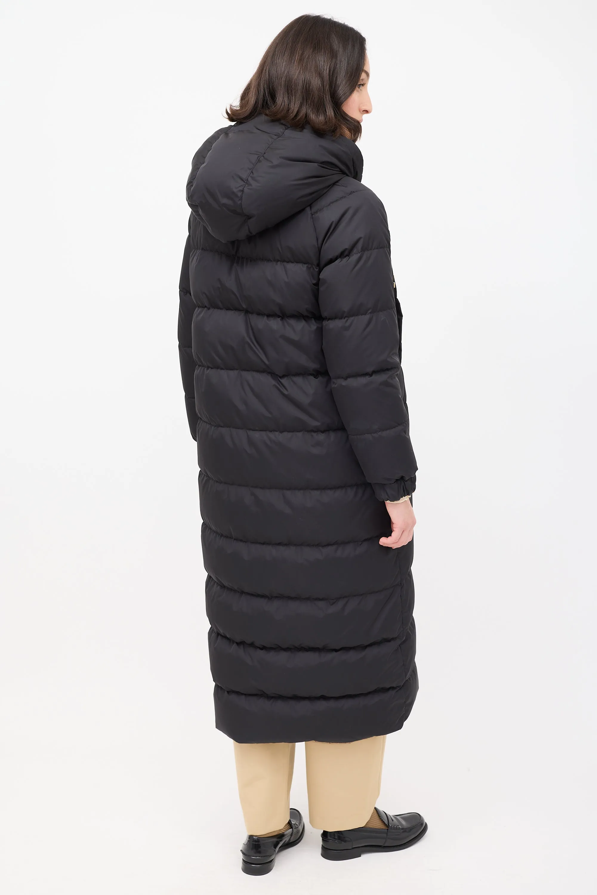 Brown & Black The Cube Reversible Hooded Long Padded Coat