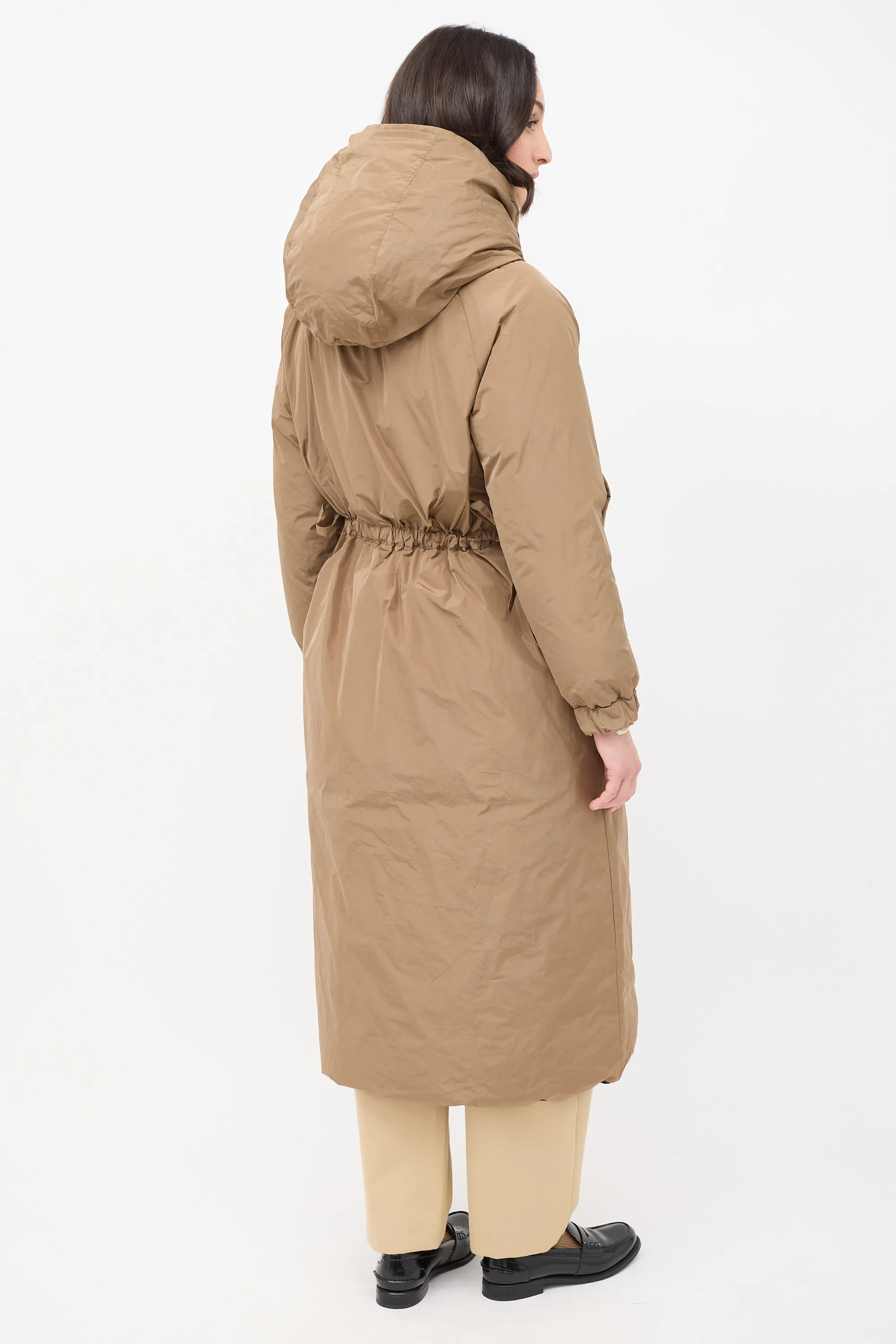 Brown & Black The Cube Reversible Hooded Long Padded Coat