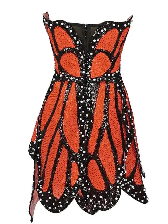 Butterfly Embellished Mini Dress