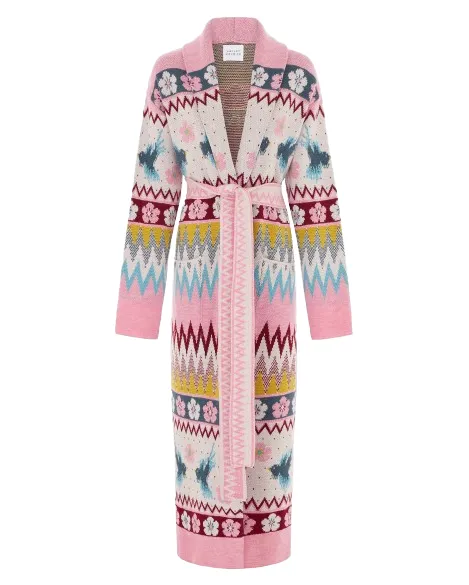 Charming Birds Merino Jacquard Knitted Coat