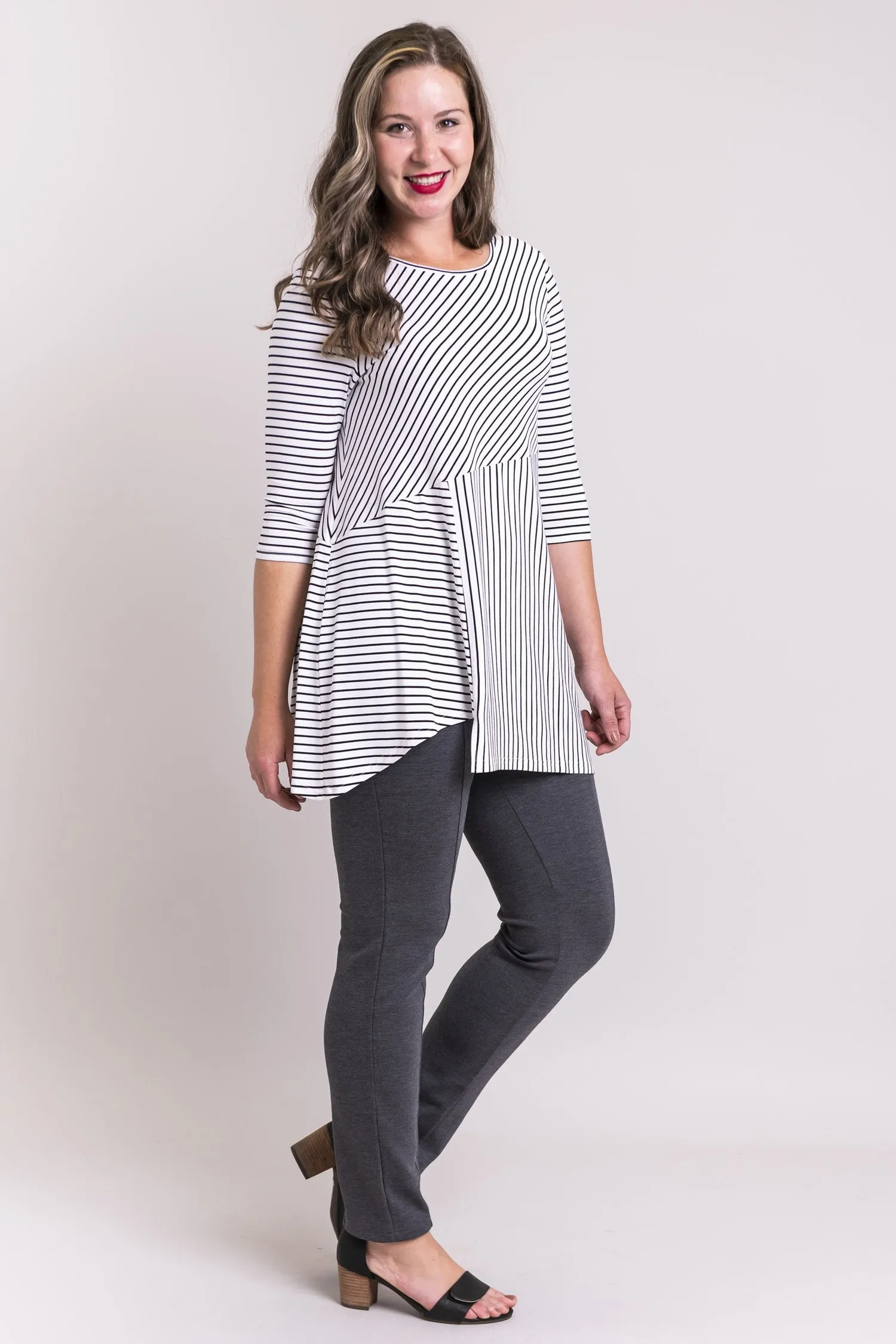 Charming Tunic, White/Black Small Stripe, Bamboo- Final Sale