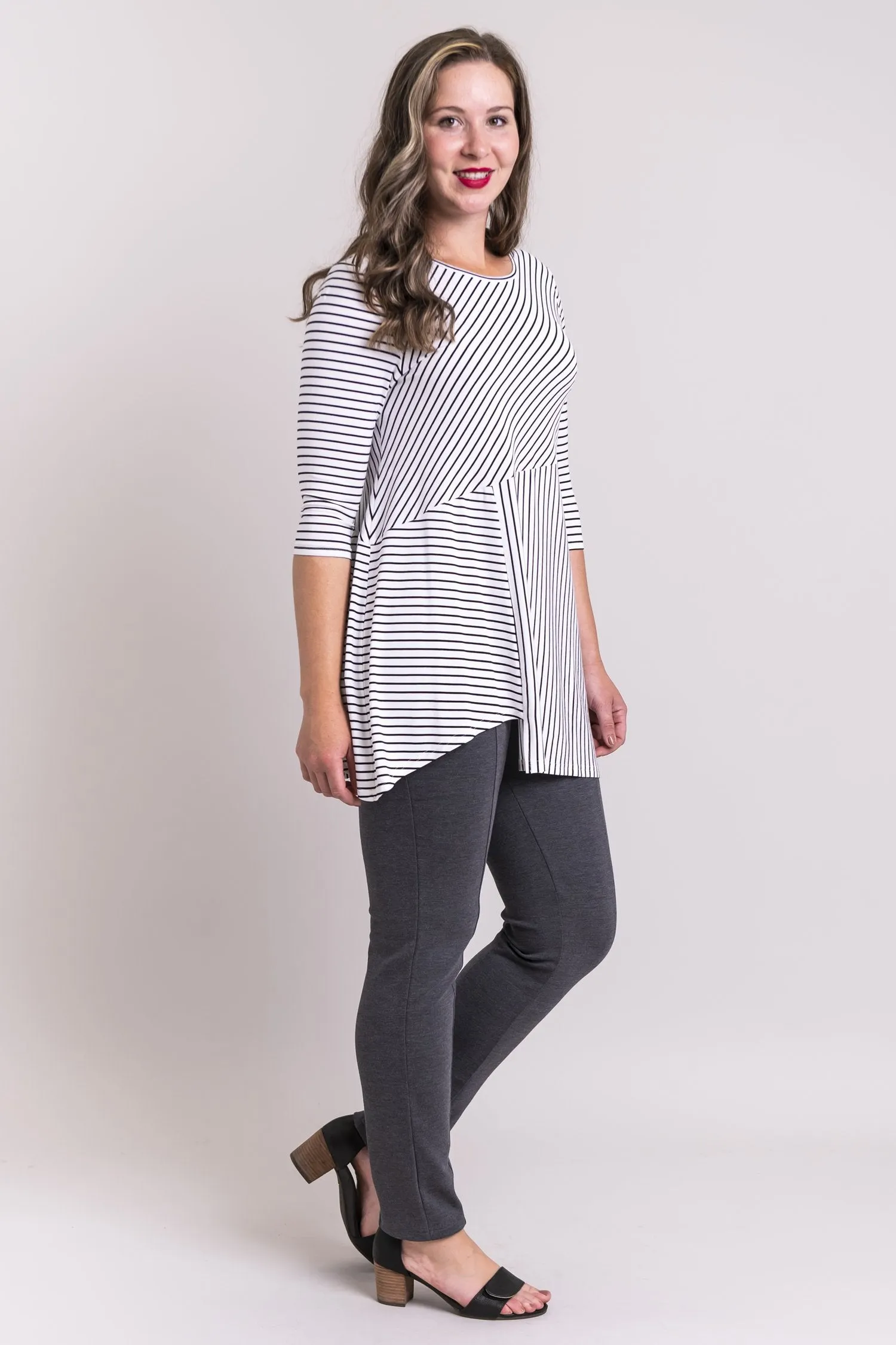 Charming Tunic, White/Black Small Stripe, Bamboo- Final Sale