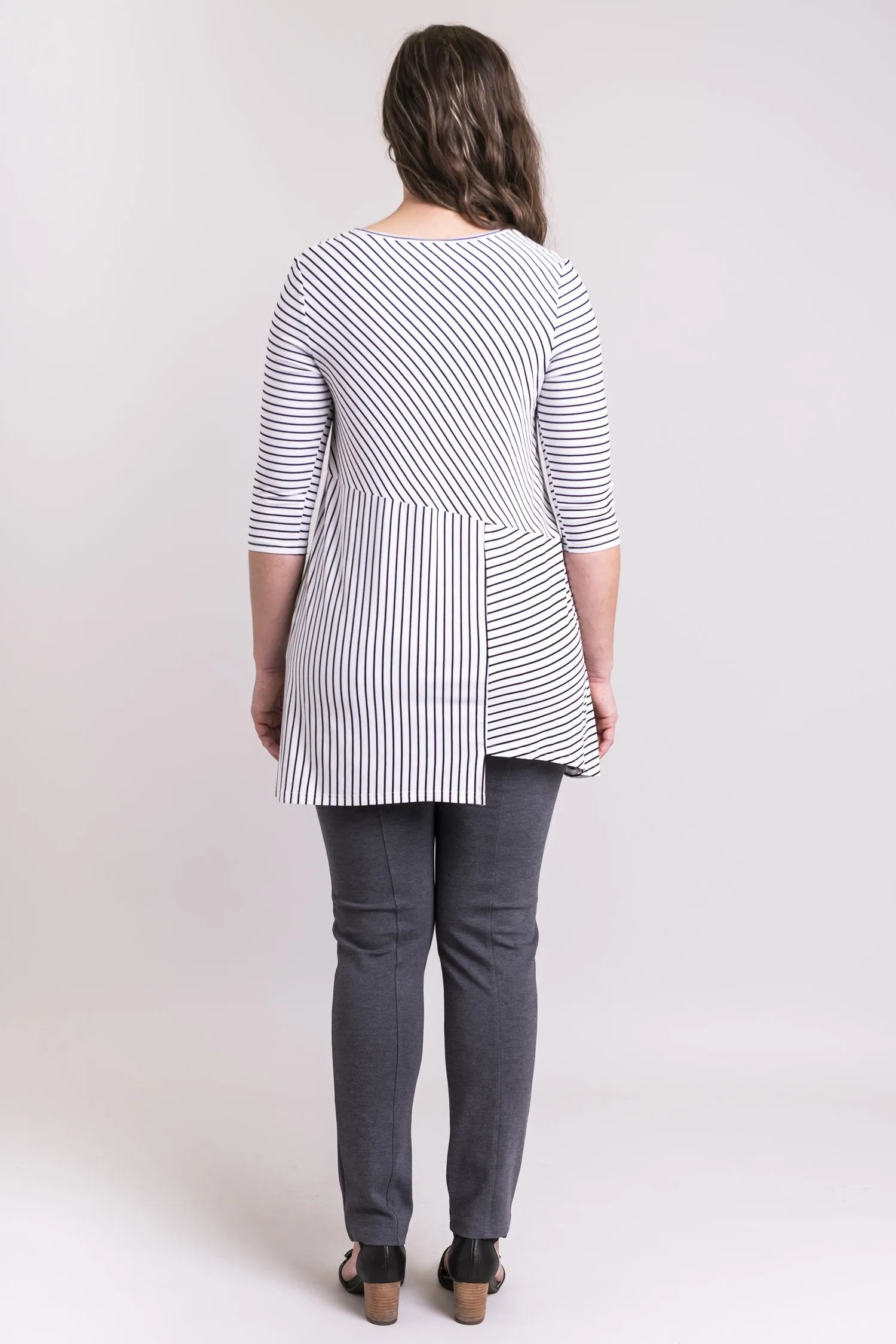 Charming Tunic, White/Black Small Stripe, Bamboo- Final Sale