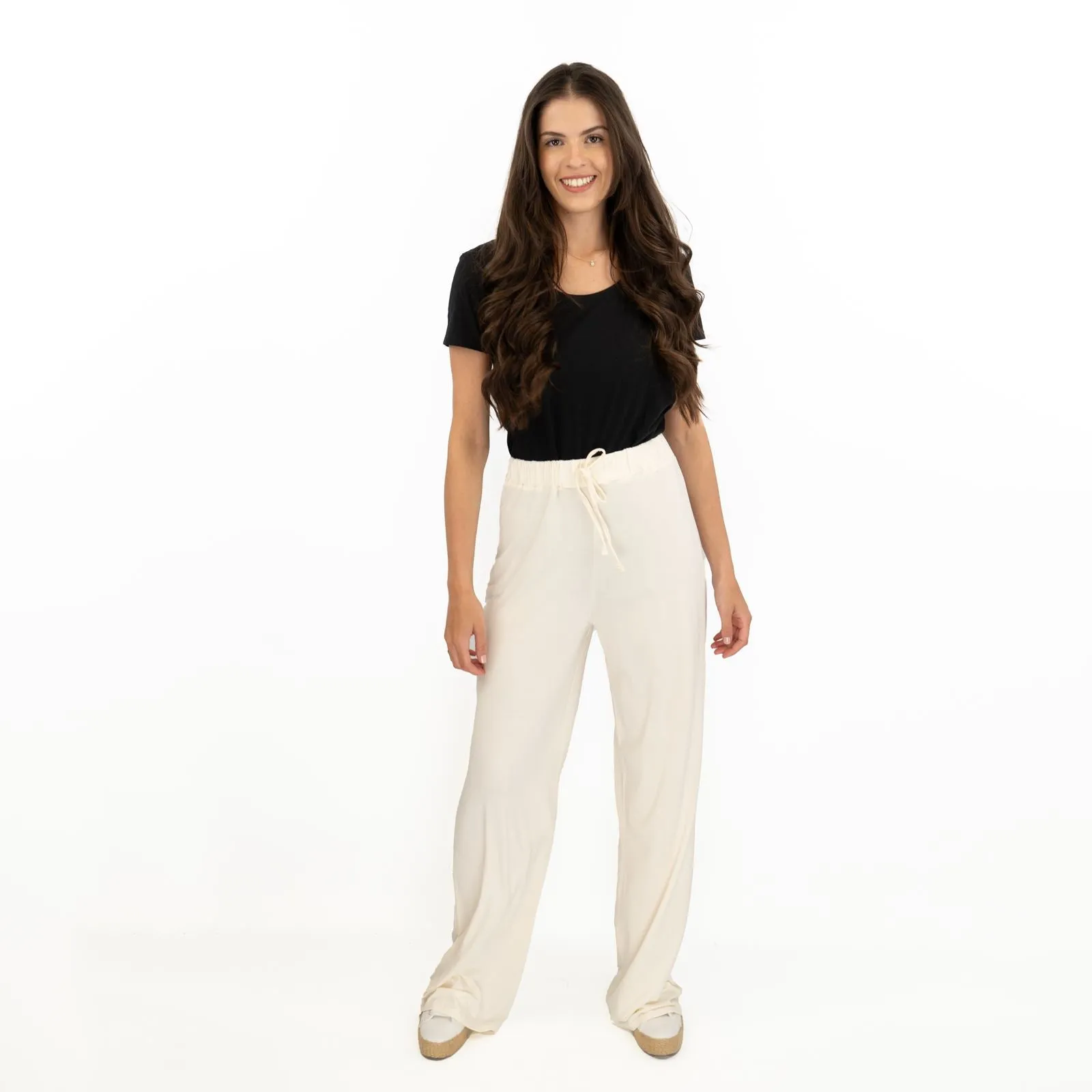 Coast Cream Stretch Drawstring Joggers Elasticated Waist Long Wide Leg Trousers