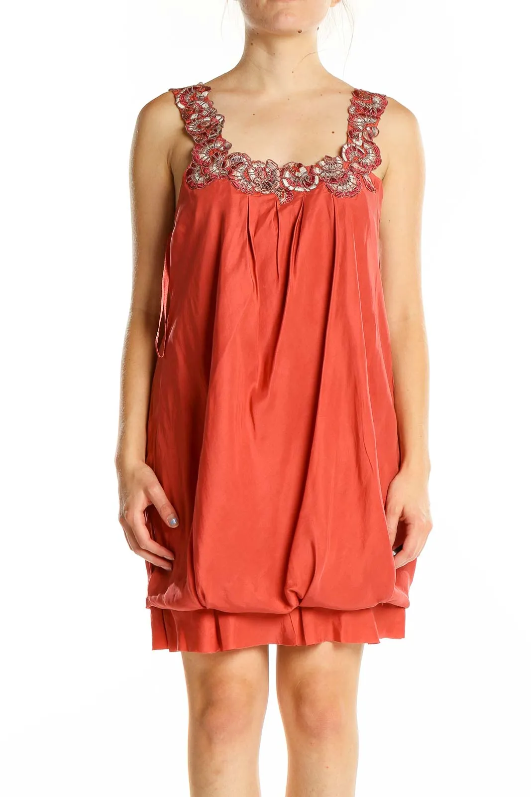 Coral Embellished Bubble Dress