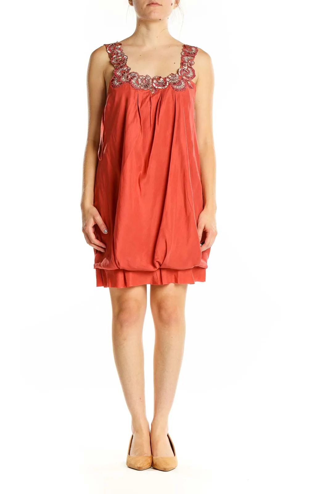 Coral Embellished Bubble Dress