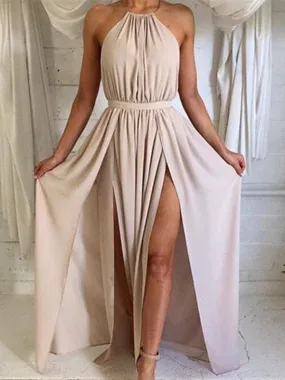 Custom Made A Line High Neck Long Prom Dress, Long Formal Dress, Bridesmaid Dress