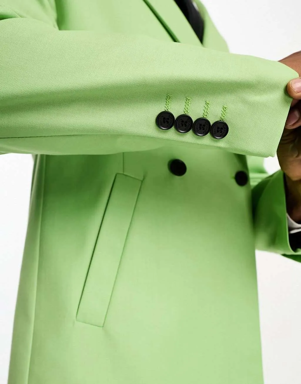 Devils Advocate Green Oversized Double Breasted Blazer with Lapel