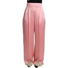 Dolce & Gabbana Silk Blend Satin Wide-Leg Pants in Pink