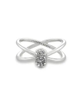 Emilie Silver Double Band Ring in Platinum Drusy by Kendra Scott