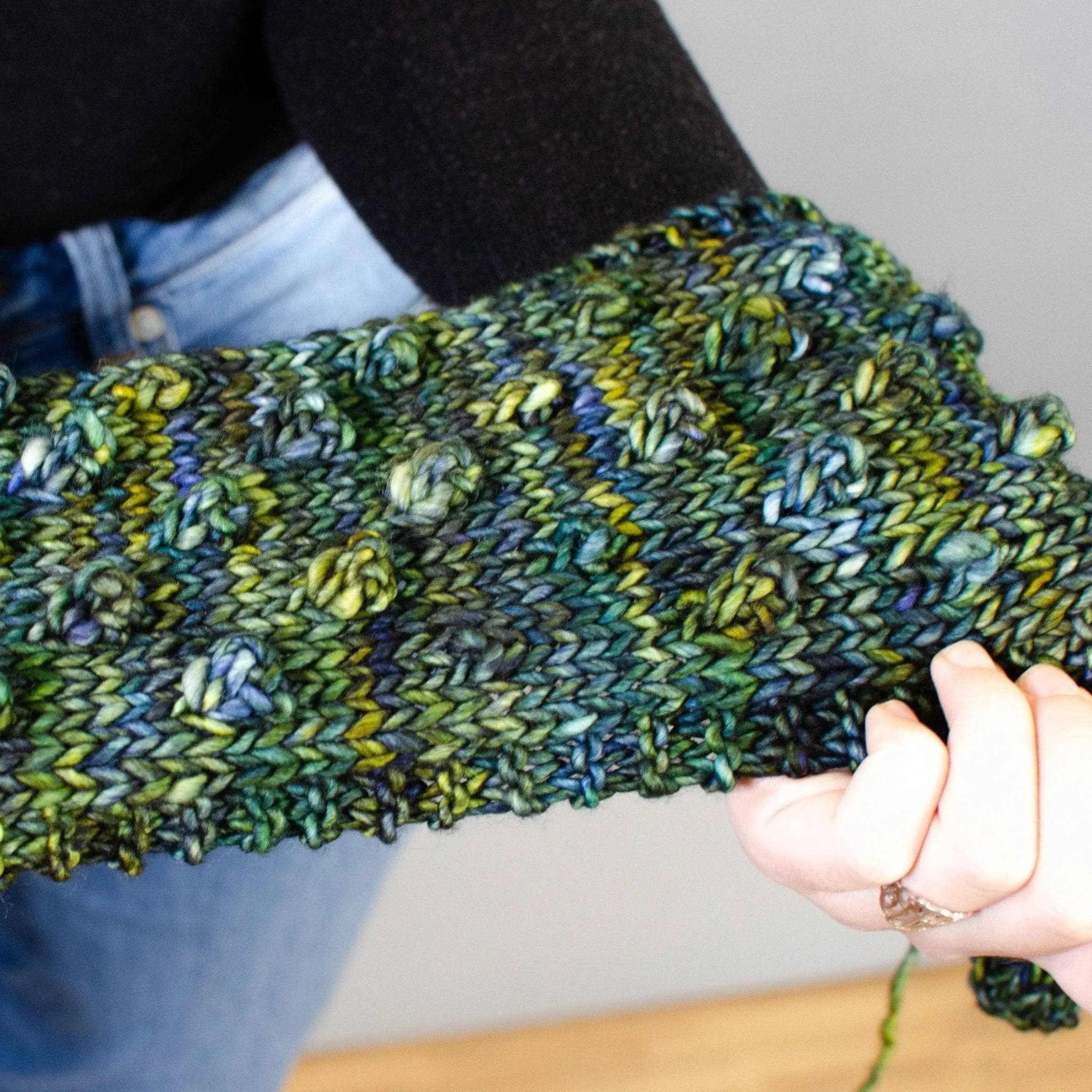 Green Goddess Infinity Scarf Knit Pattern