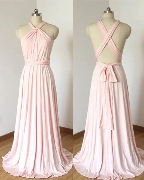 Halter Cross Back Bridesmaid Dresses Boho A-Line Prom Dresses Wedding Guest Party Dresses