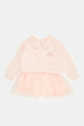 Infant Girls Pink Embellished Sweat Dress