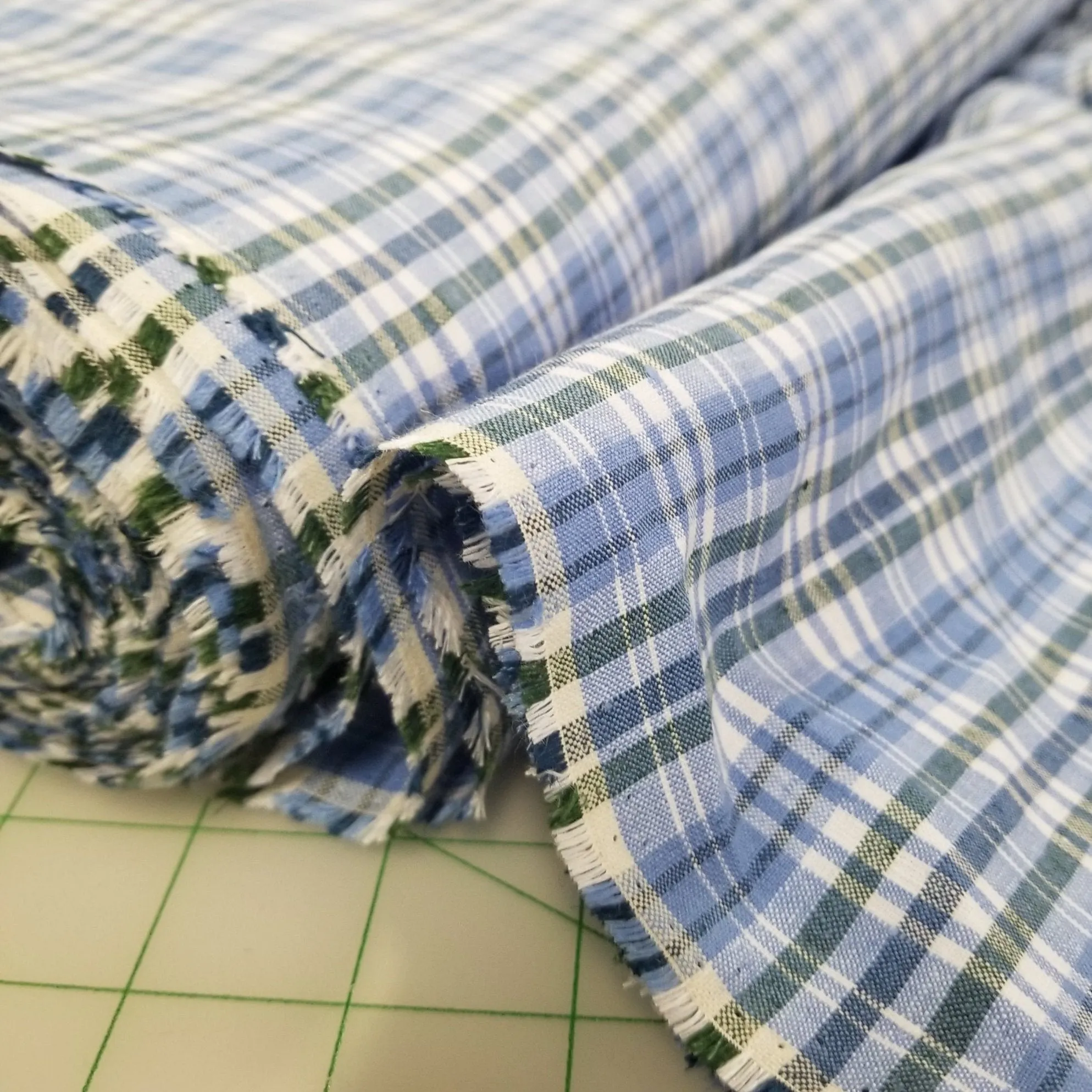 Irish 100% Pure Linen Blue and Green Plaid  Spence Bryson Linen Woven 197 GSM- by the yard