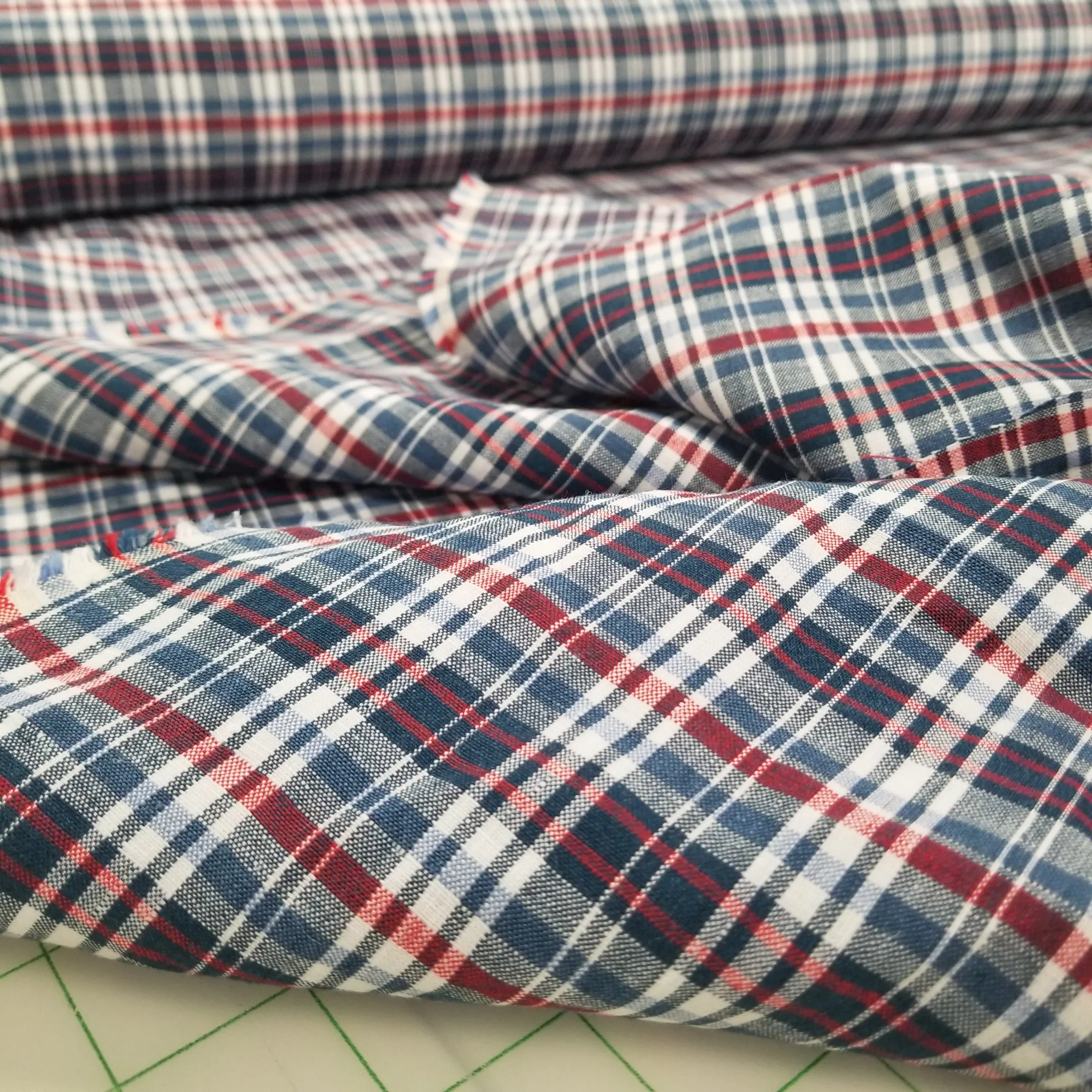 Irish 100% Pure Linen Blue and Red Plaid  Spence Bryson Linen Woven 197 GSM- by the yard