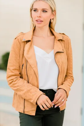 I've Got A Feeling Camel Brown Moto Jacket