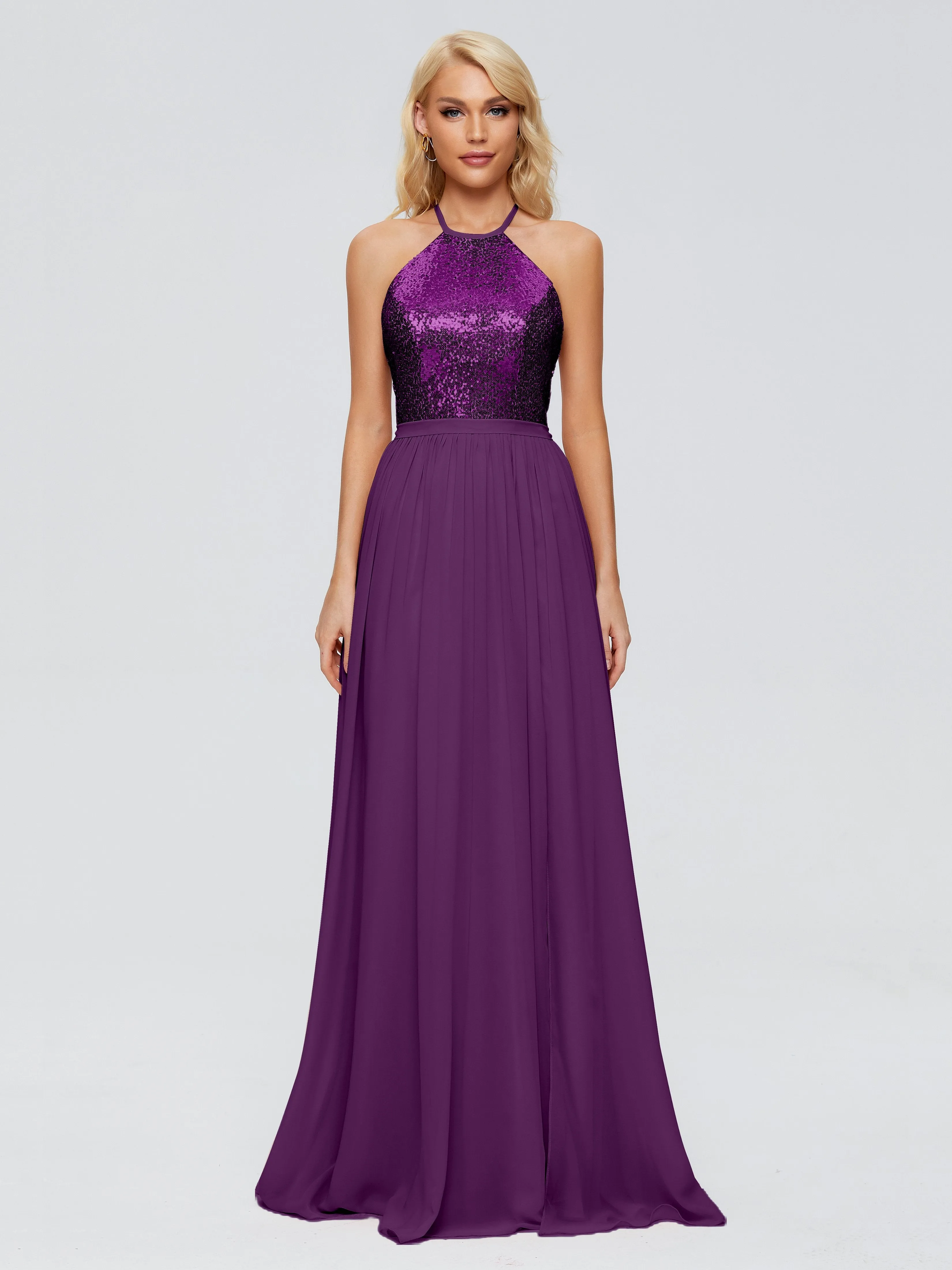 Jasmine A-line Halter Sequins Bridesmaid Dresses