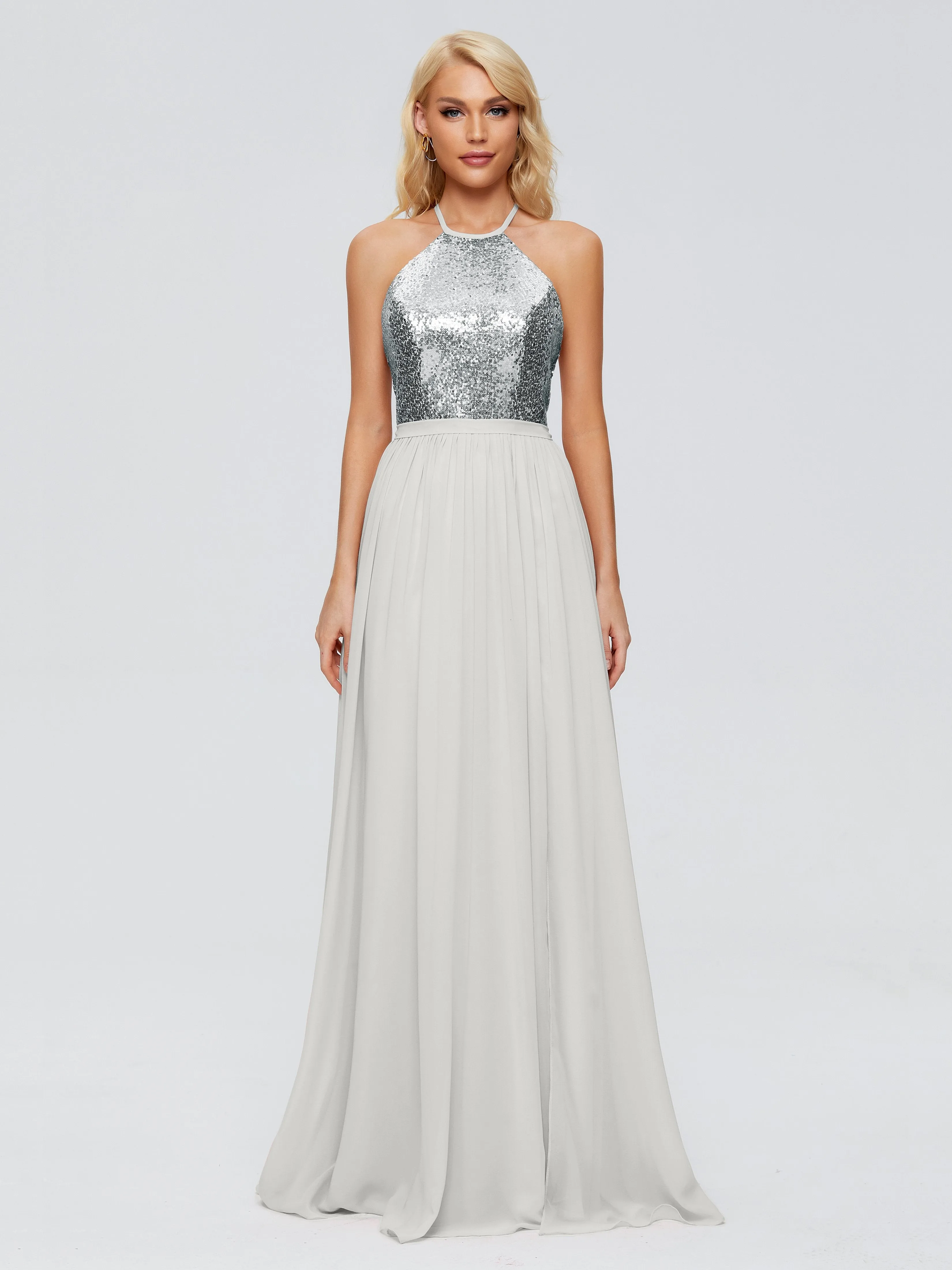 Jasmine A-line Halter Sequins Bridesmaid Dresses