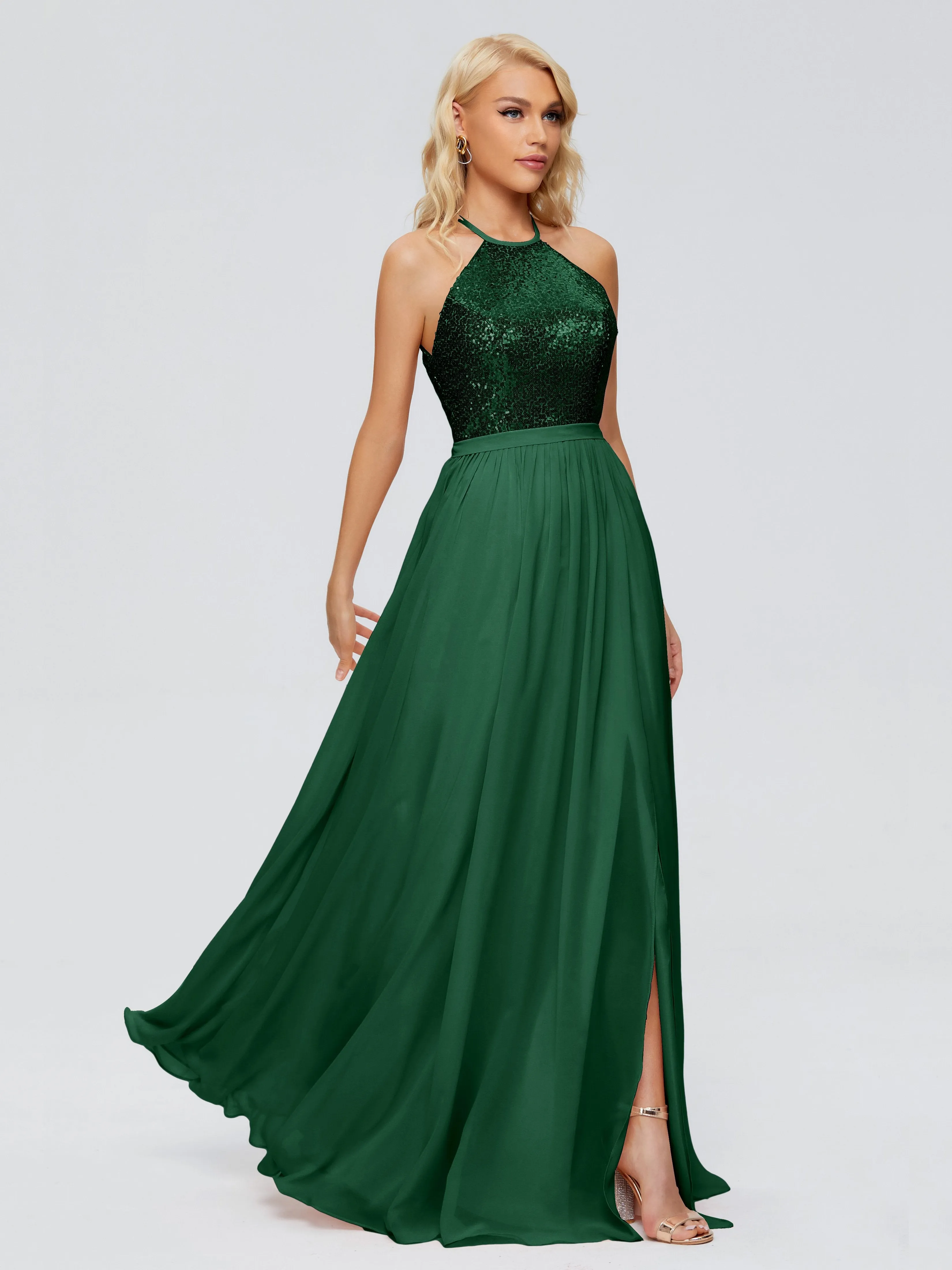 Jasmine A-line Halter Sequins Bridesmaid Dresses