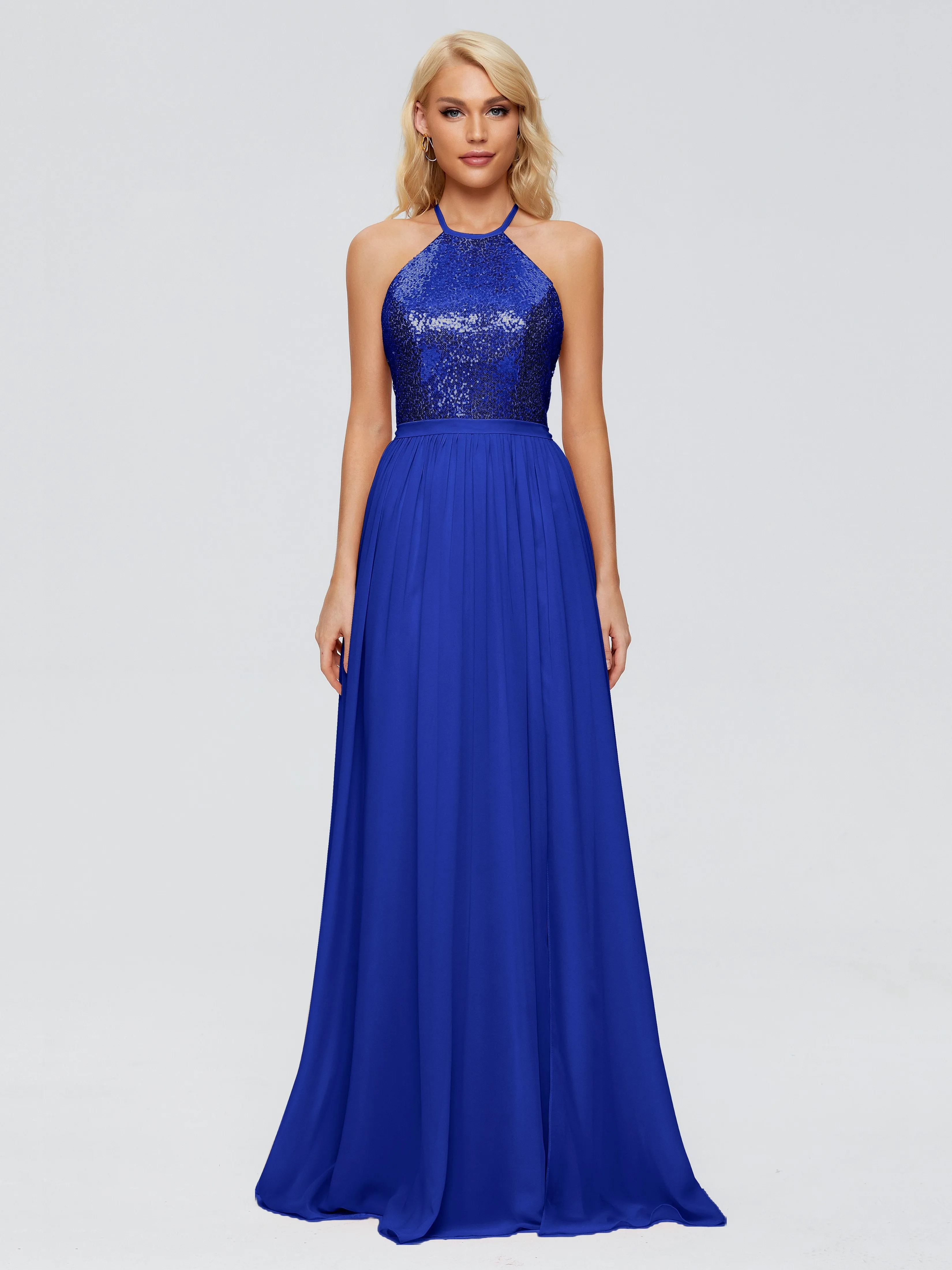 Jasmine A-line Halter Sequins Bridesmaid Dresses