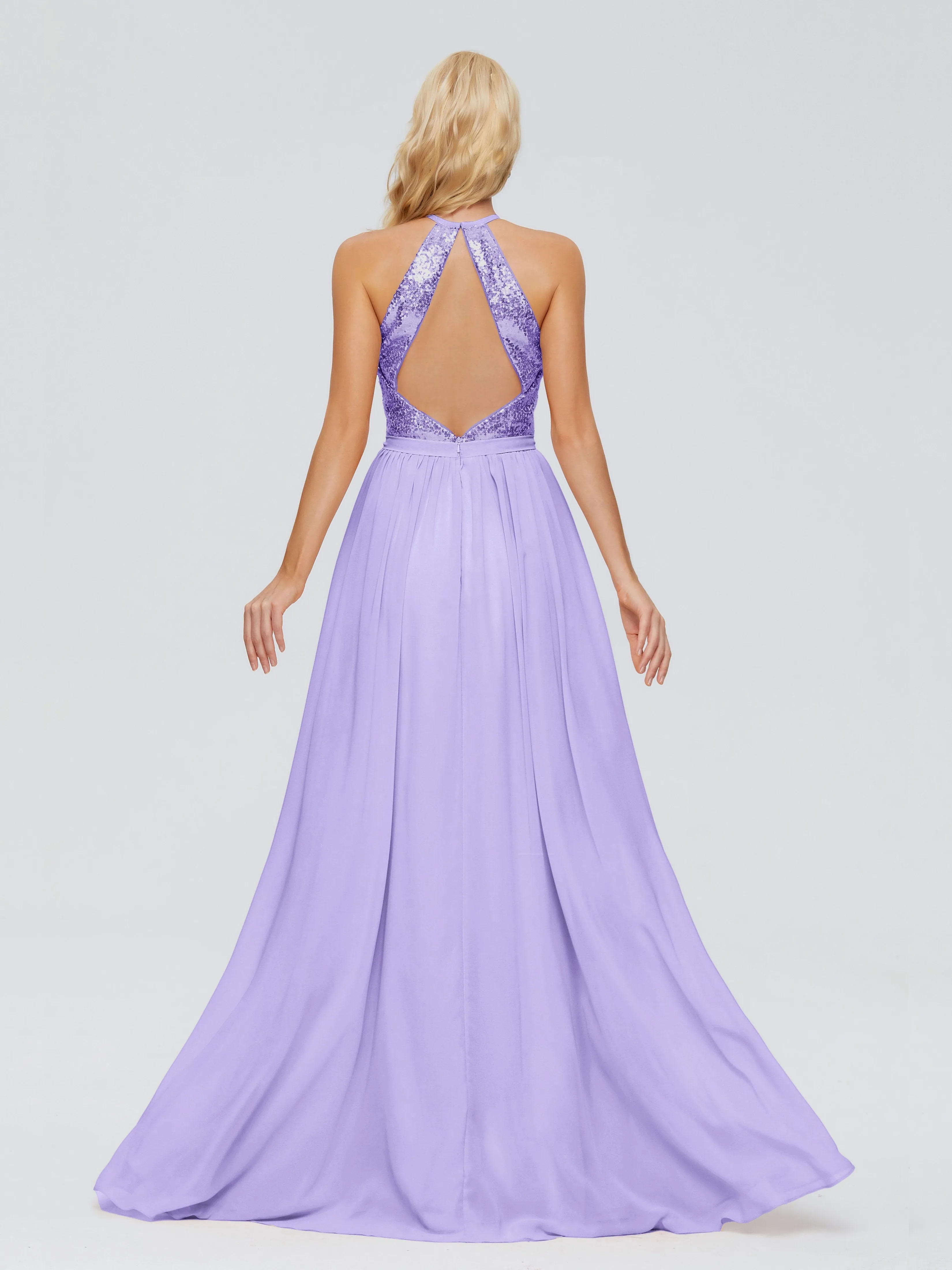 Jasmine A-line Halter Sequins Bridesmaid Dresses