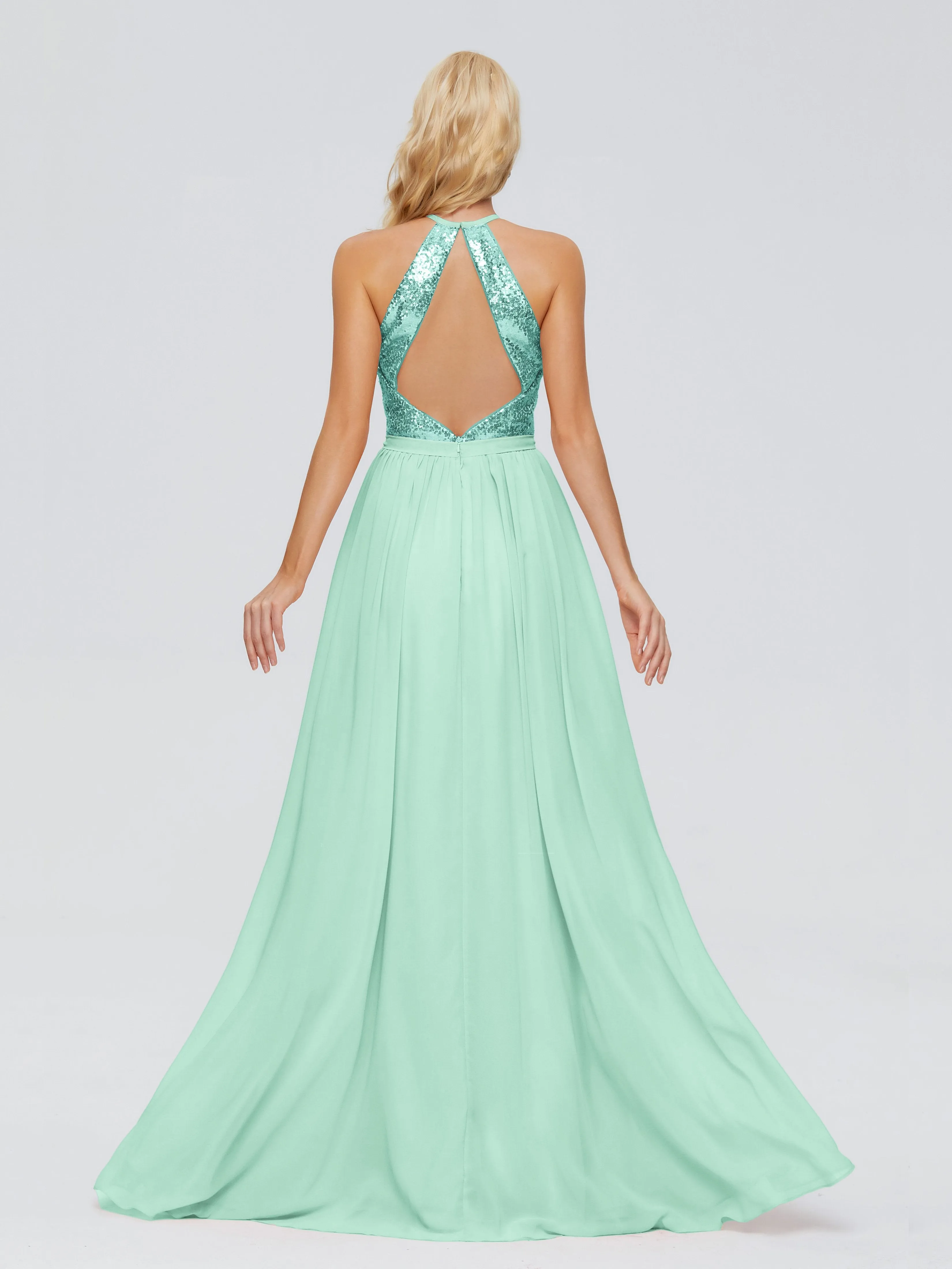 Jasmine A-line Halter Sequins Bridesmaid Dresses