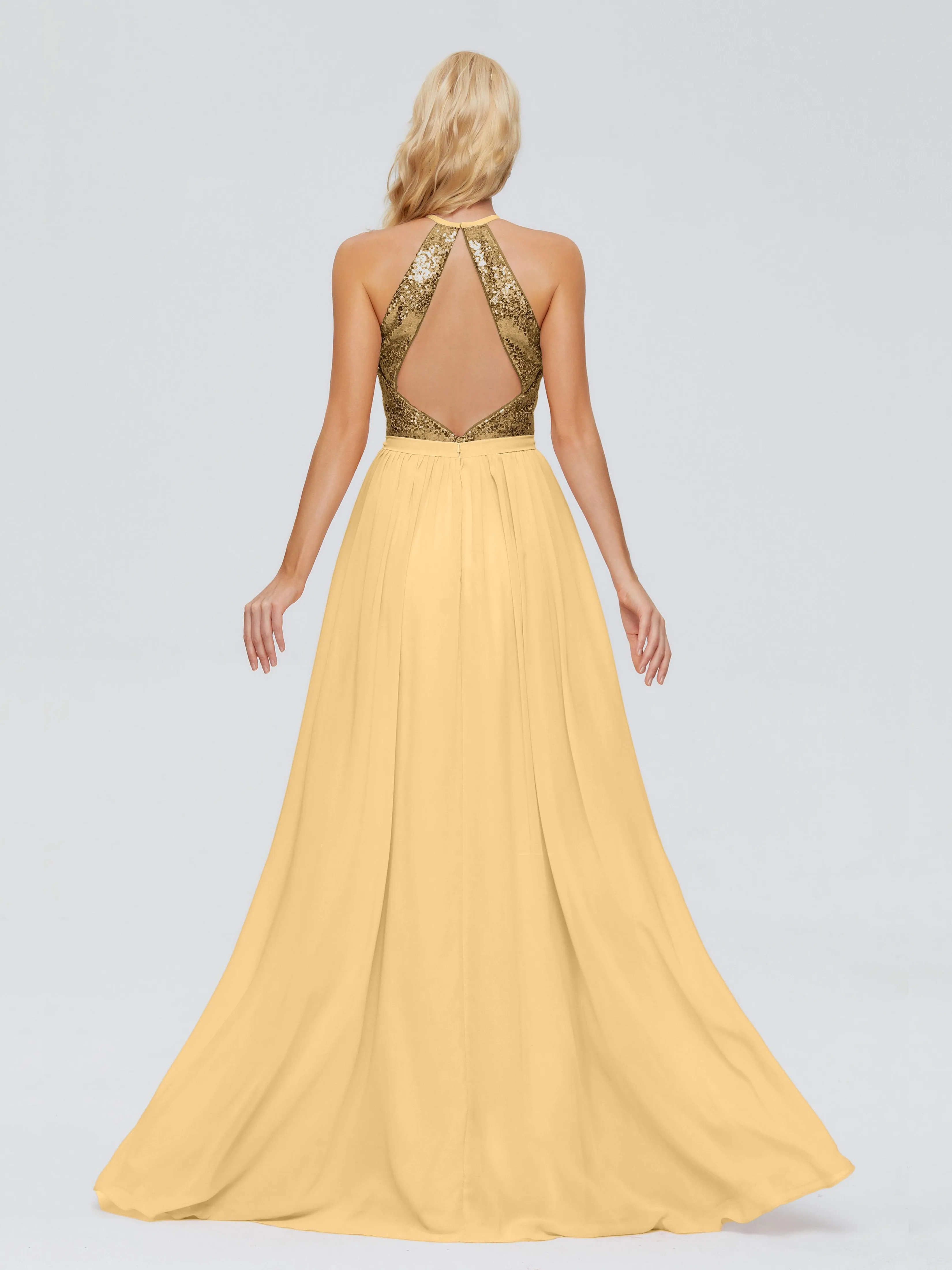 Jasmine A-line Halter Sequins Bridesmaid Dresses