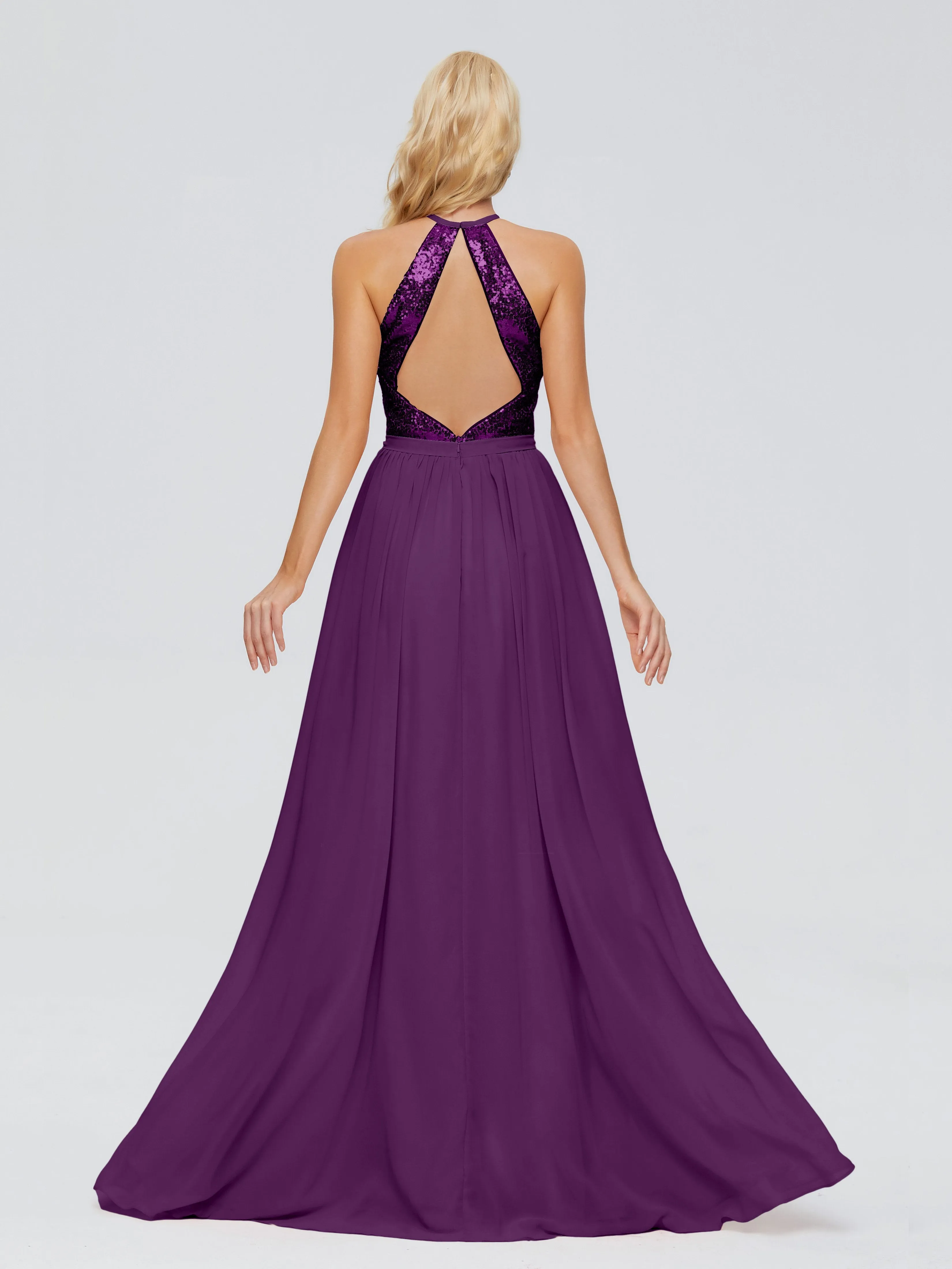 Jasmine A-line Halter Sequins Bridesmaid Dresses