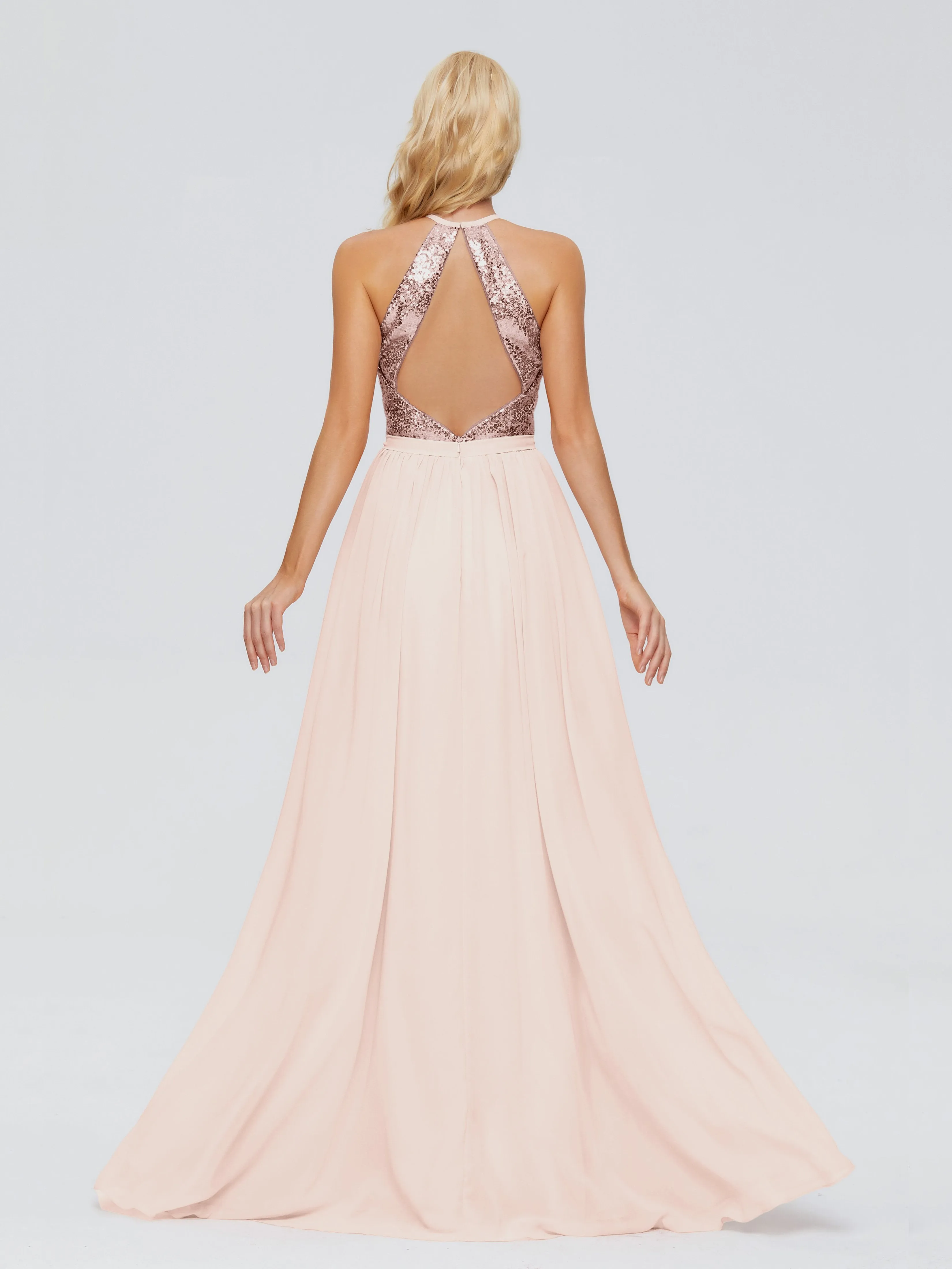 Jasmine A-line Halter Sequins Bridesmaid Dresses