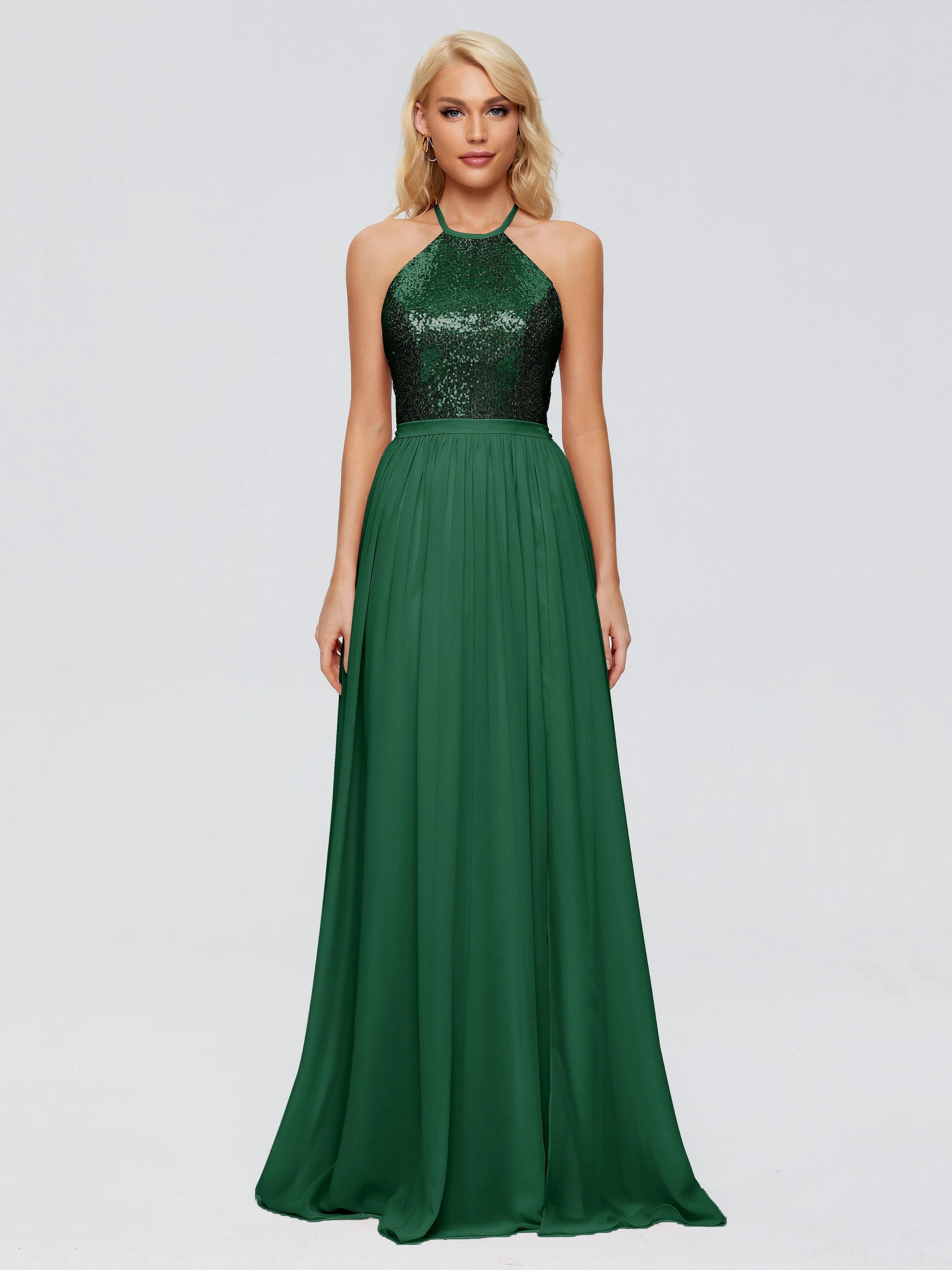 Jasmine A-line Halter Sequins Bridesmaid Dresses