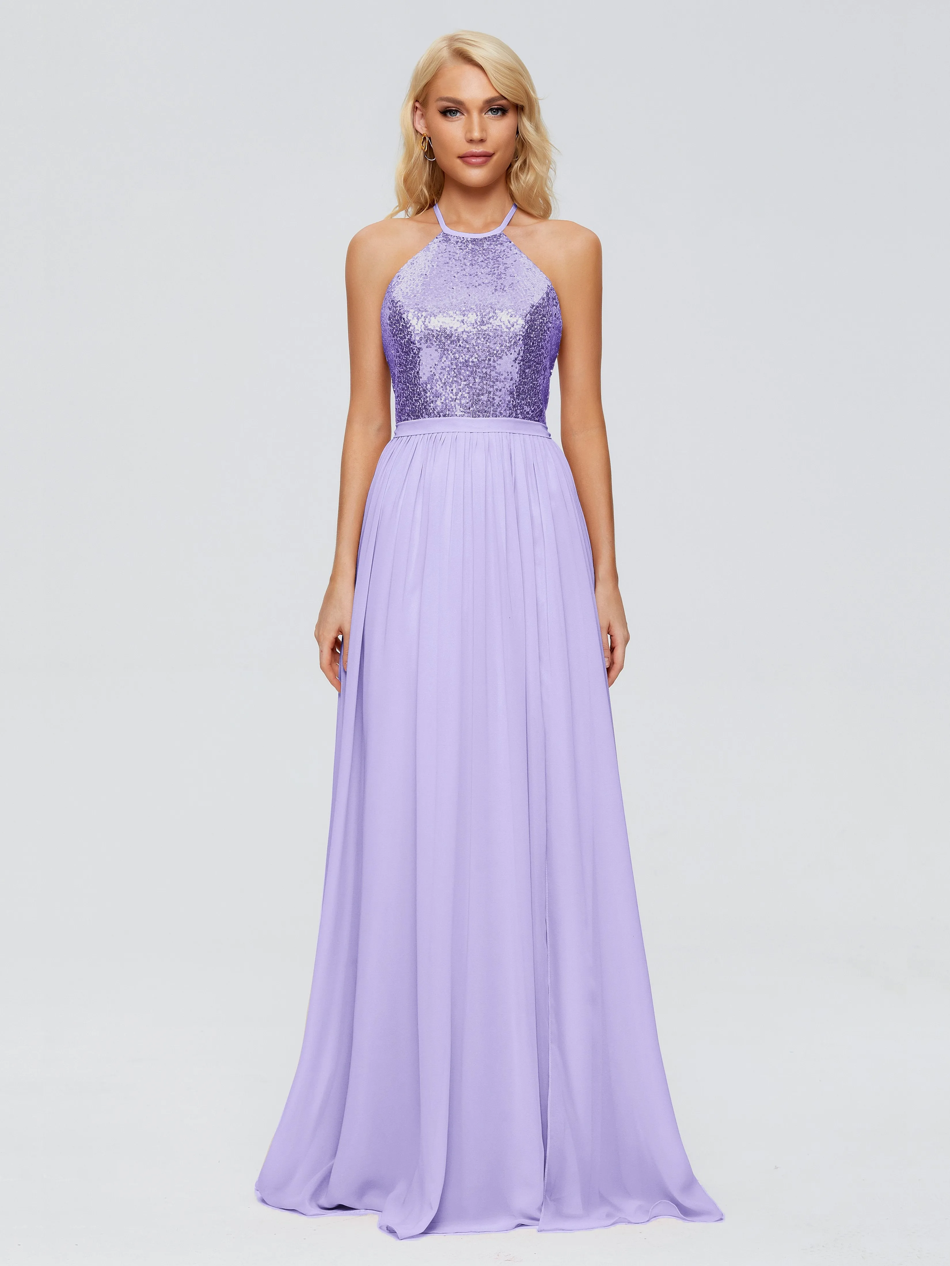 Jasmine A-line Halter Sequins Bridesmaid Dresses