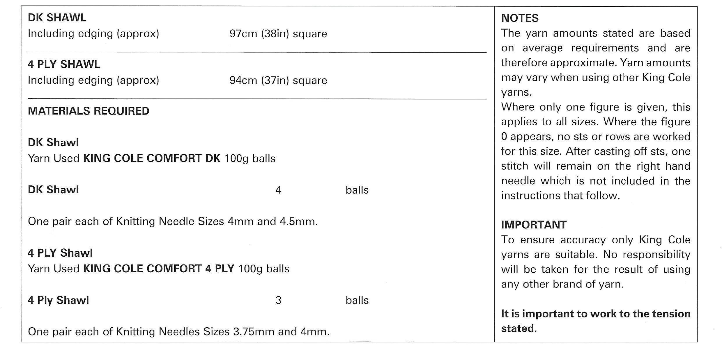 King Cole 3507 Shawls DK Knitting Pattern