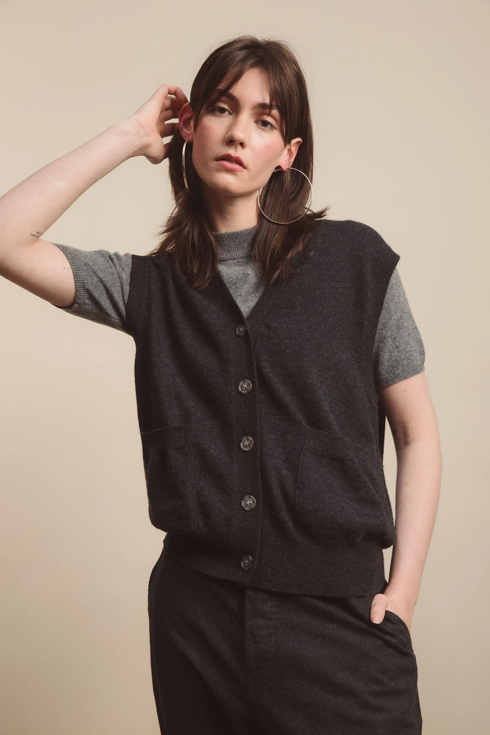 Leith Cashmere Waistcoat - Charcoal