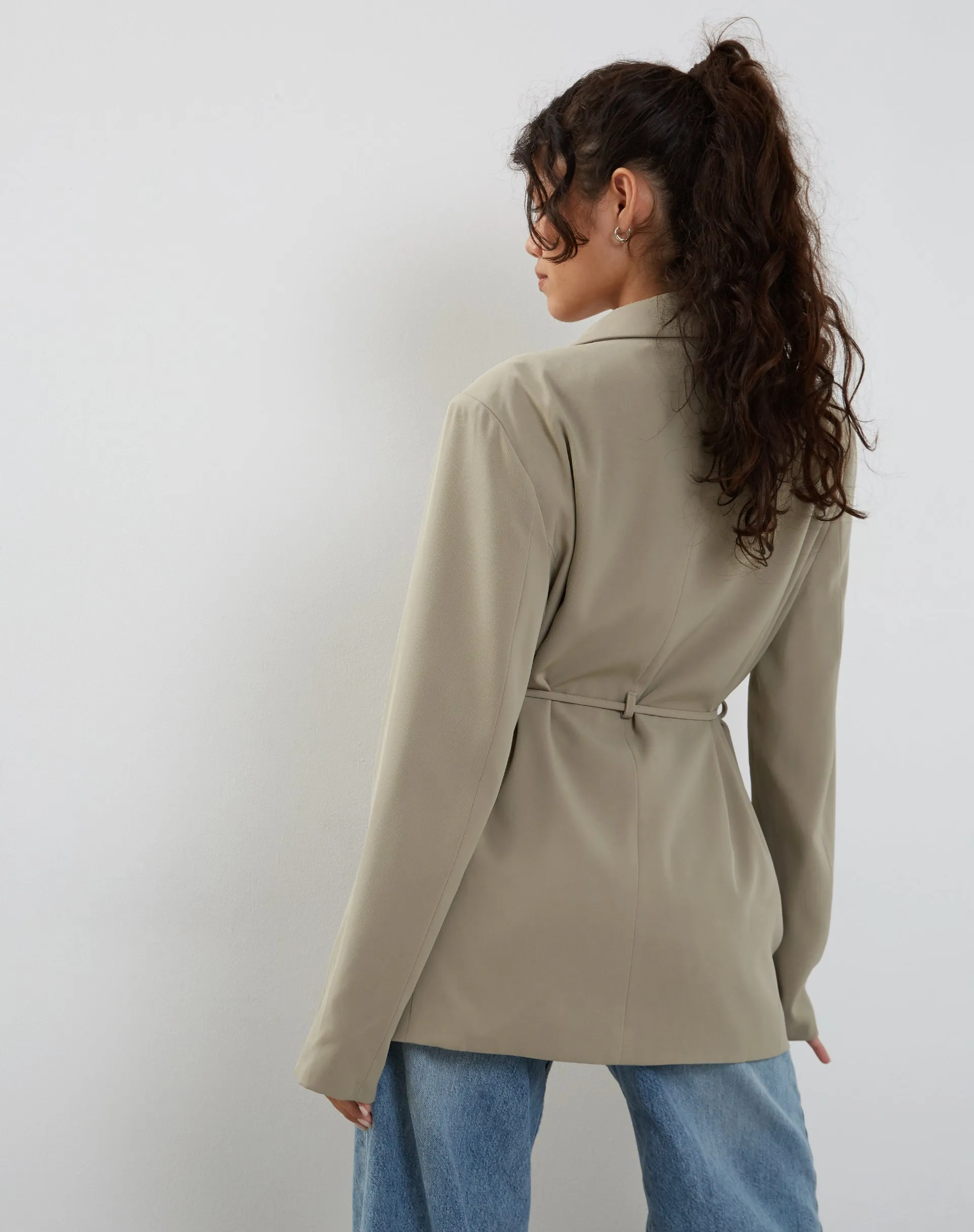 Mayta Tie Waist Blazer in Tailoring Taupe