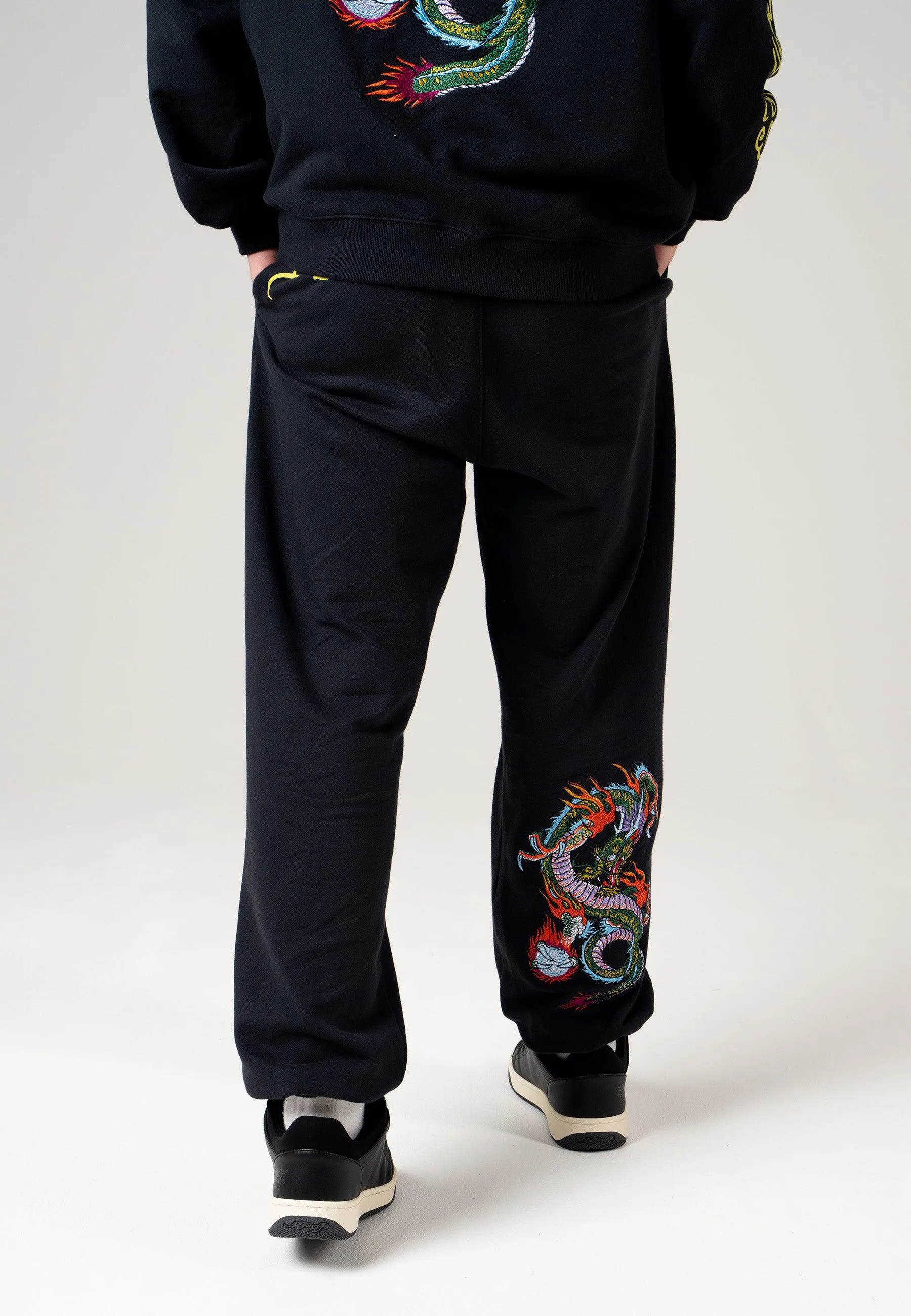 Mens Back-Dragon Sweat Jogger - Black