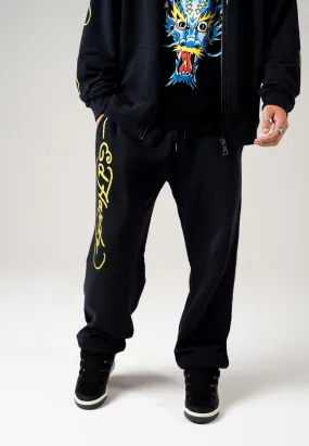 Mens Back-Dragon Sweat Jogger - Black