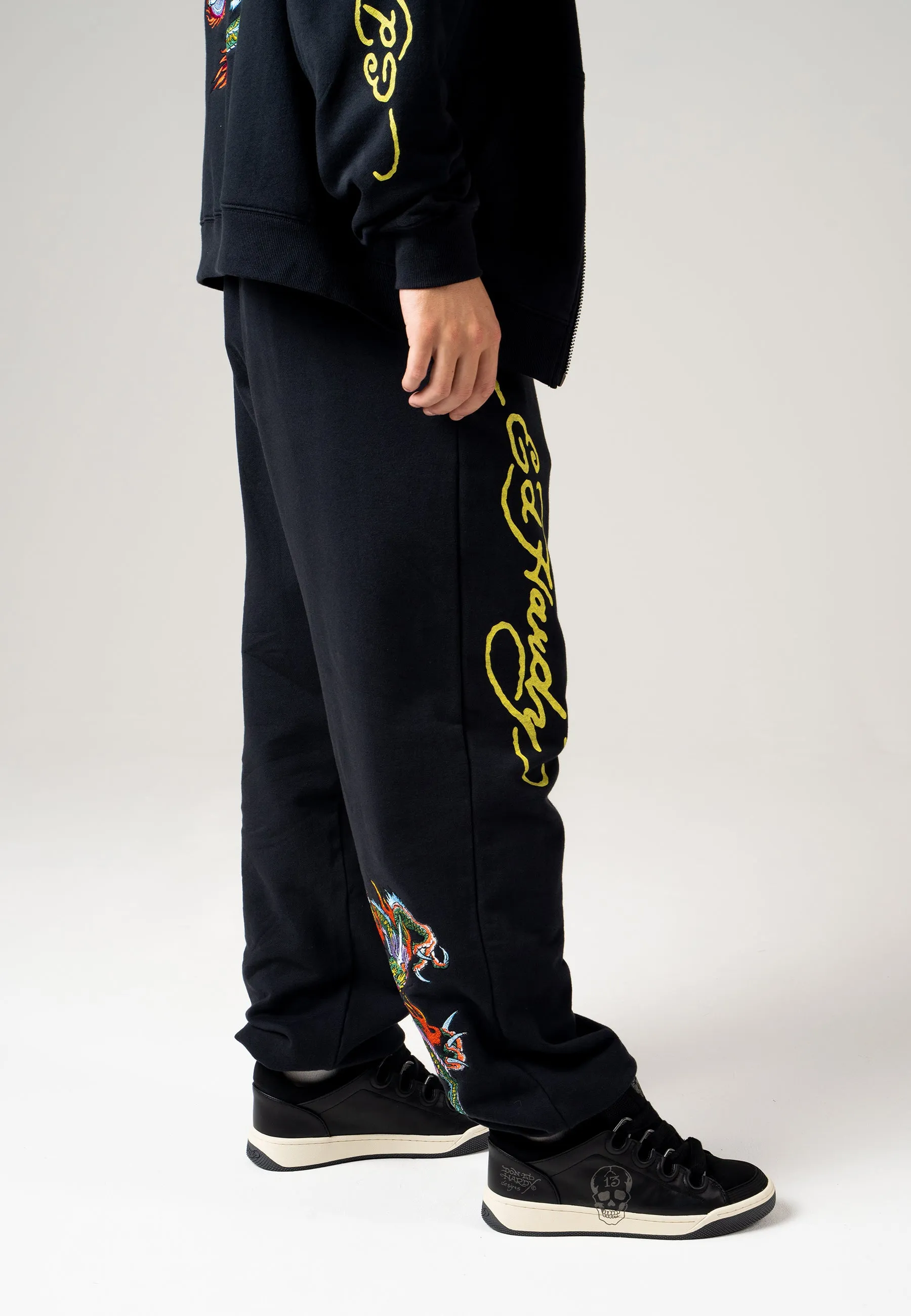 Mens Back-Dragon Sweat Jogger - Black