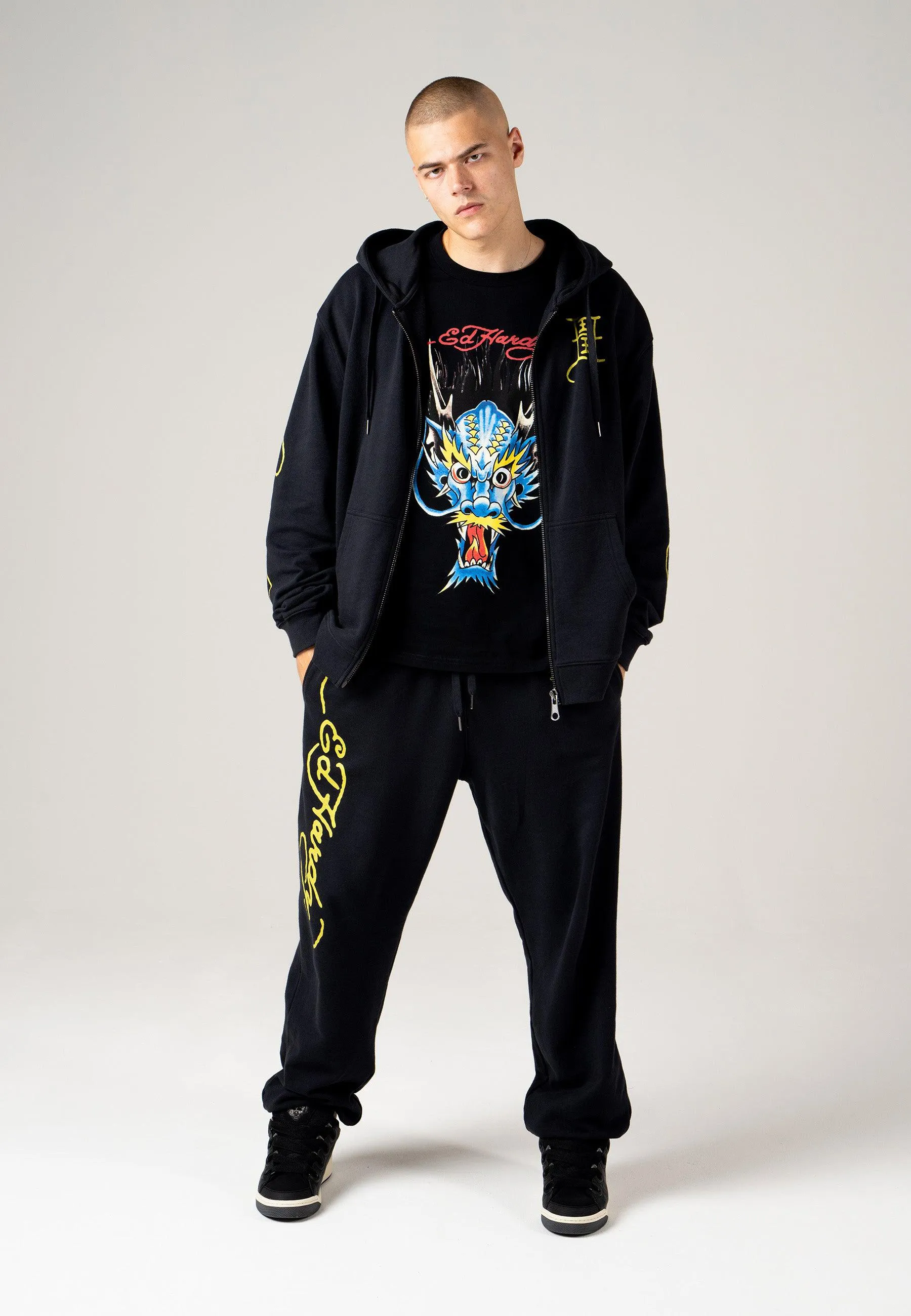 Mens Back-Dragon Sweat Jogger - Black