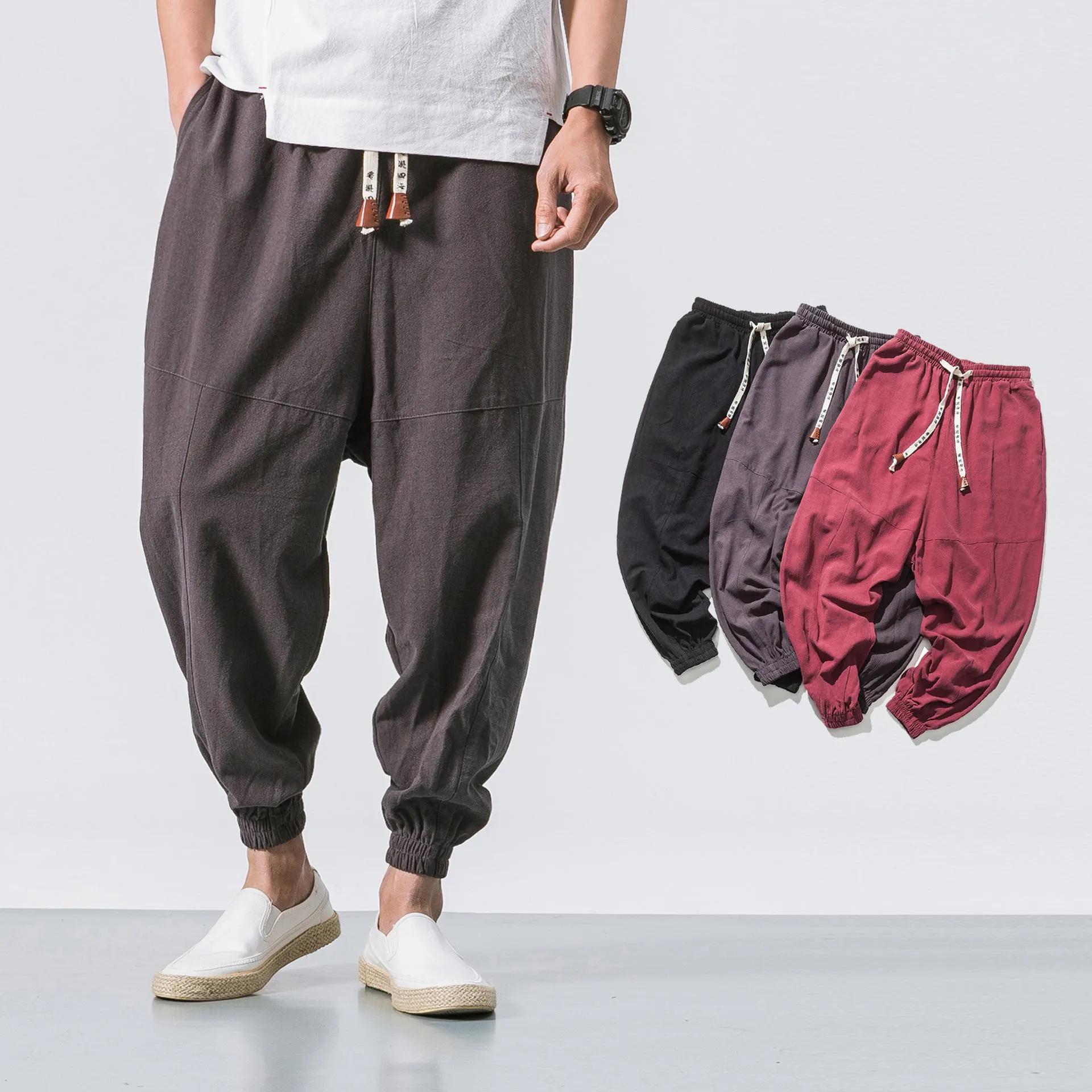 Men’s Hip Hop Streetwear Jogger Pants – Elastic Pocket Tapered Sweatpants