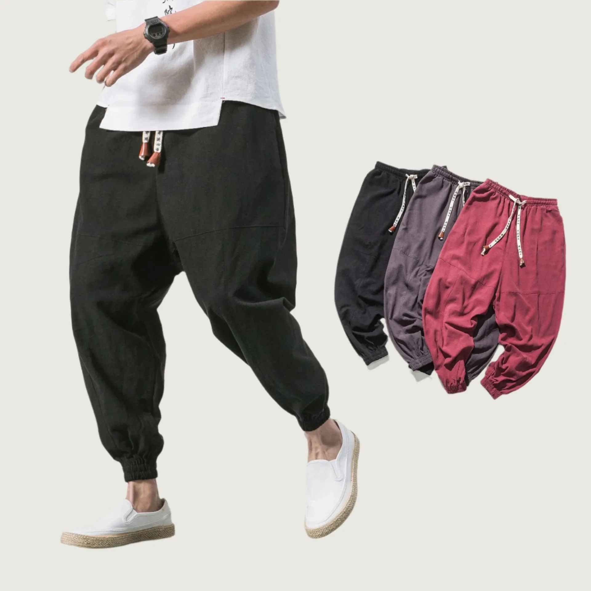 Men’s Hip Hop Streetwear Jogger Pants – Elastic Pocket Tapered Sweatpants