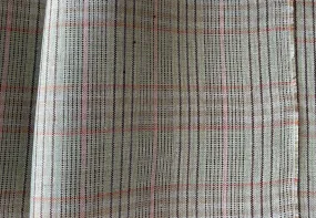 Mid-Weight Pistachio & Pale Salmon Plaid Linen (Made in Poland)